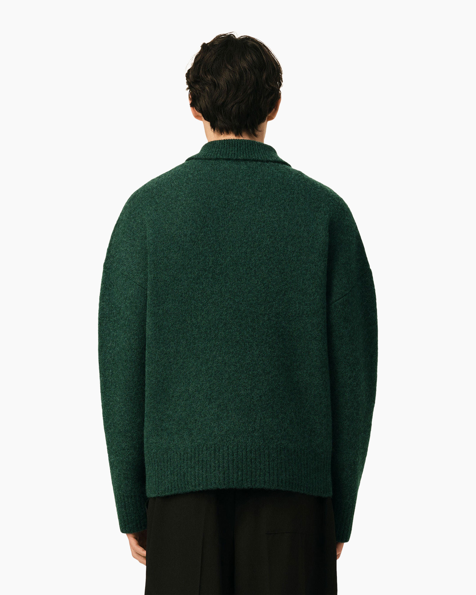 sweater, green, knit, heart emblem, layered shirt