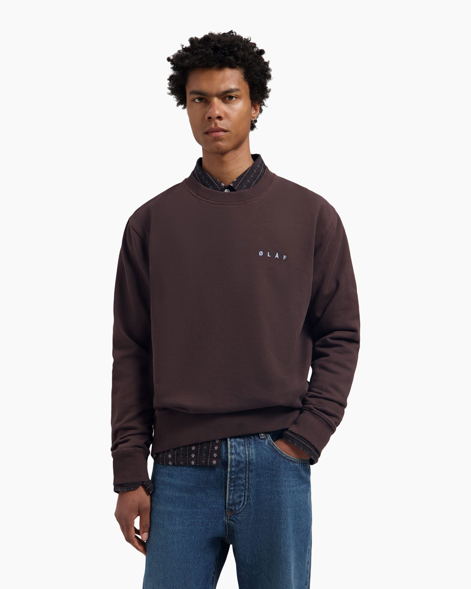 sweatshirt, brown, crewneck, long_sleeve, logo_text