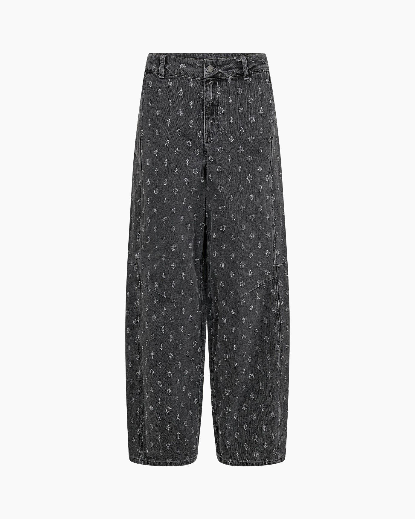 pants, trousers, wideleg, denim, patterned