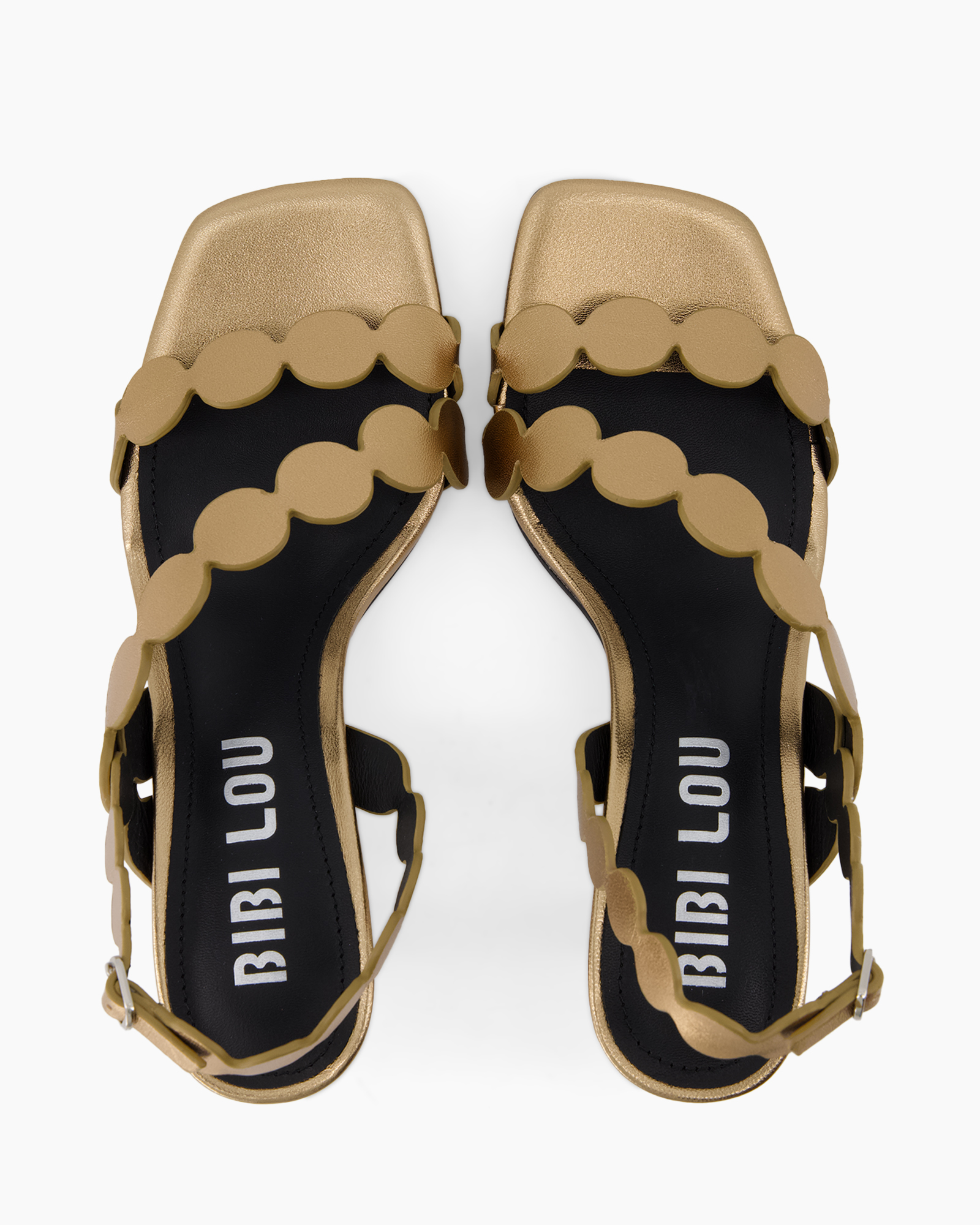 sandals, flat sandals, gold, toe-opening, scallop strap
