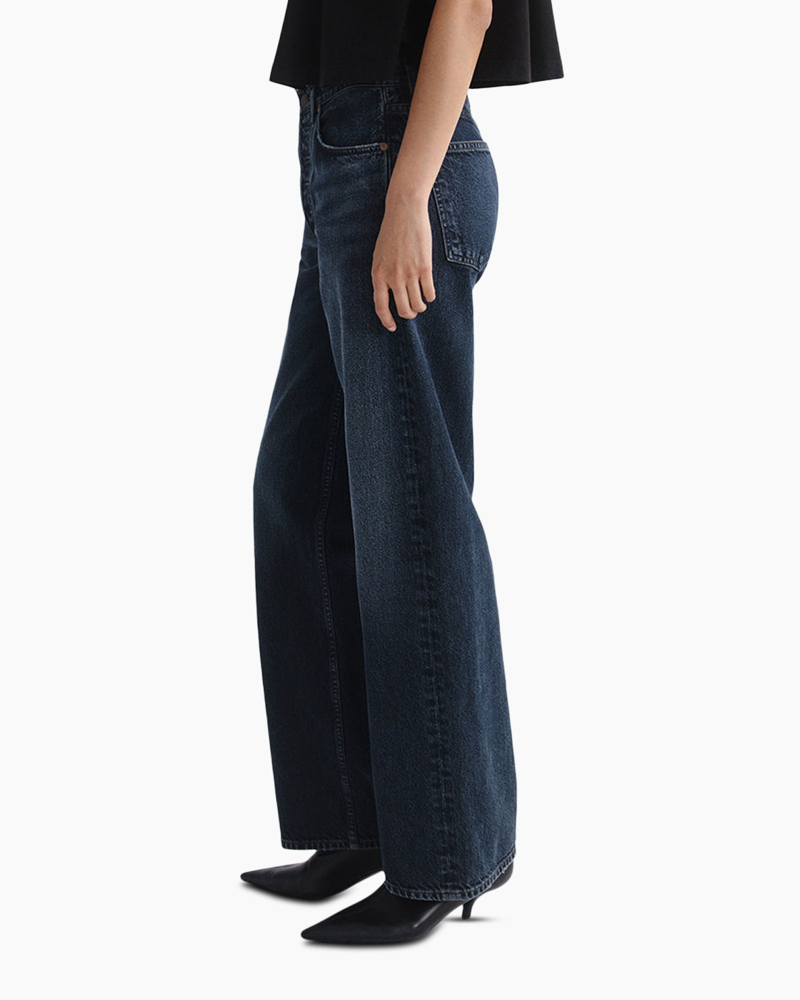 jeans, wide-leg, dark blue, denim, pants