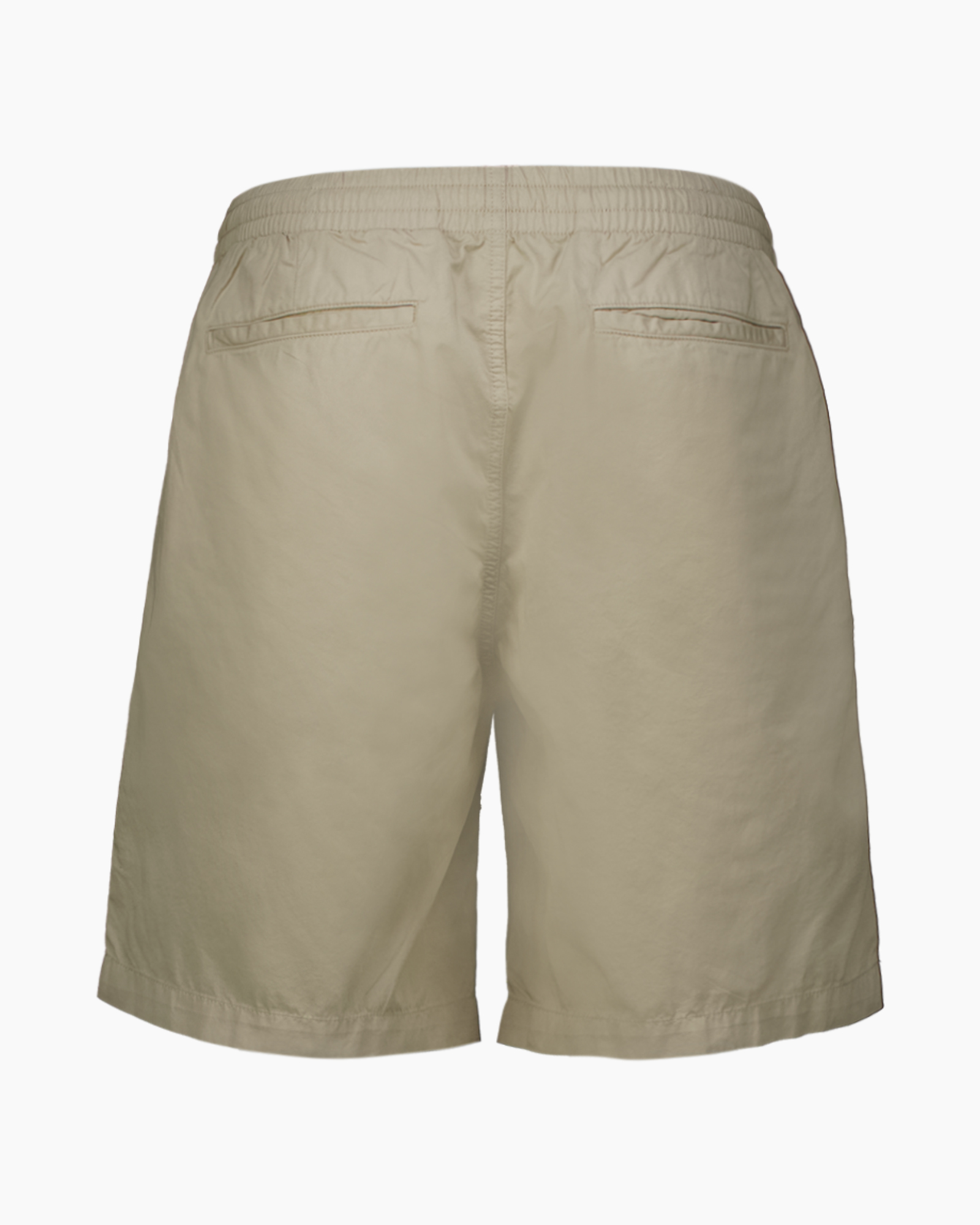 shorts, beige, knee-length, elastic-waist, logo-pony