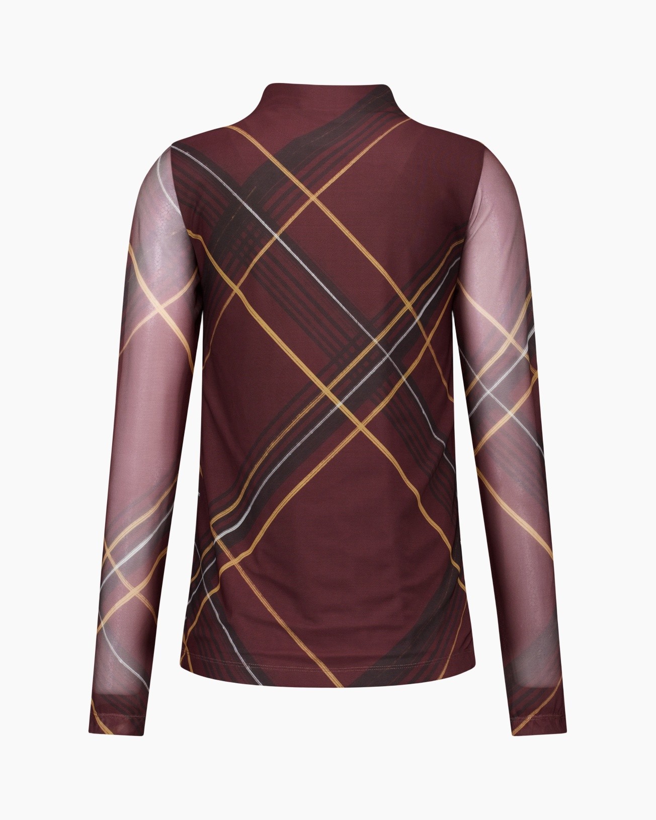 longsleeve, mesh, plaid, burgundy, turtleneck