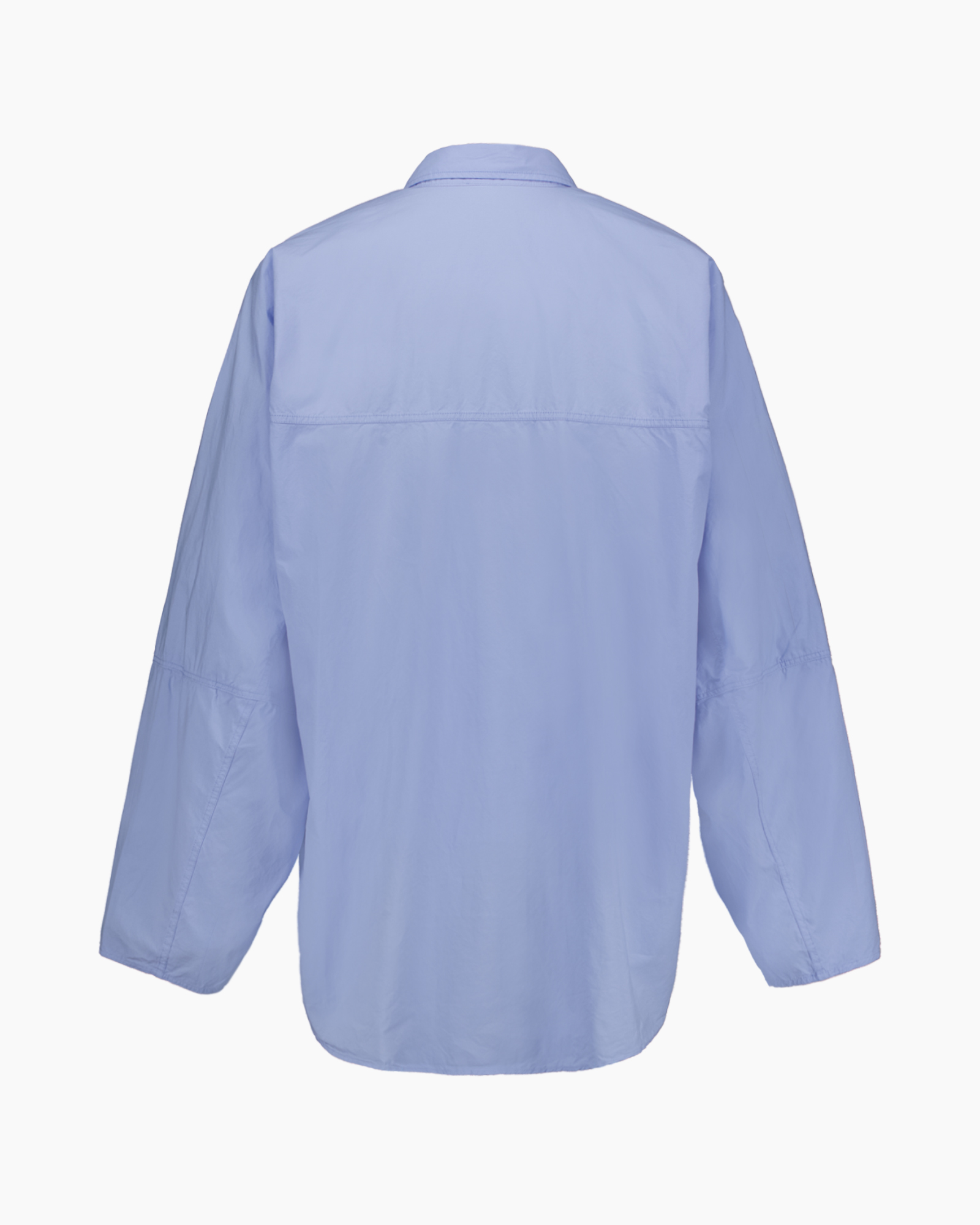 shirt, long sleeve, light blue, collar, back view