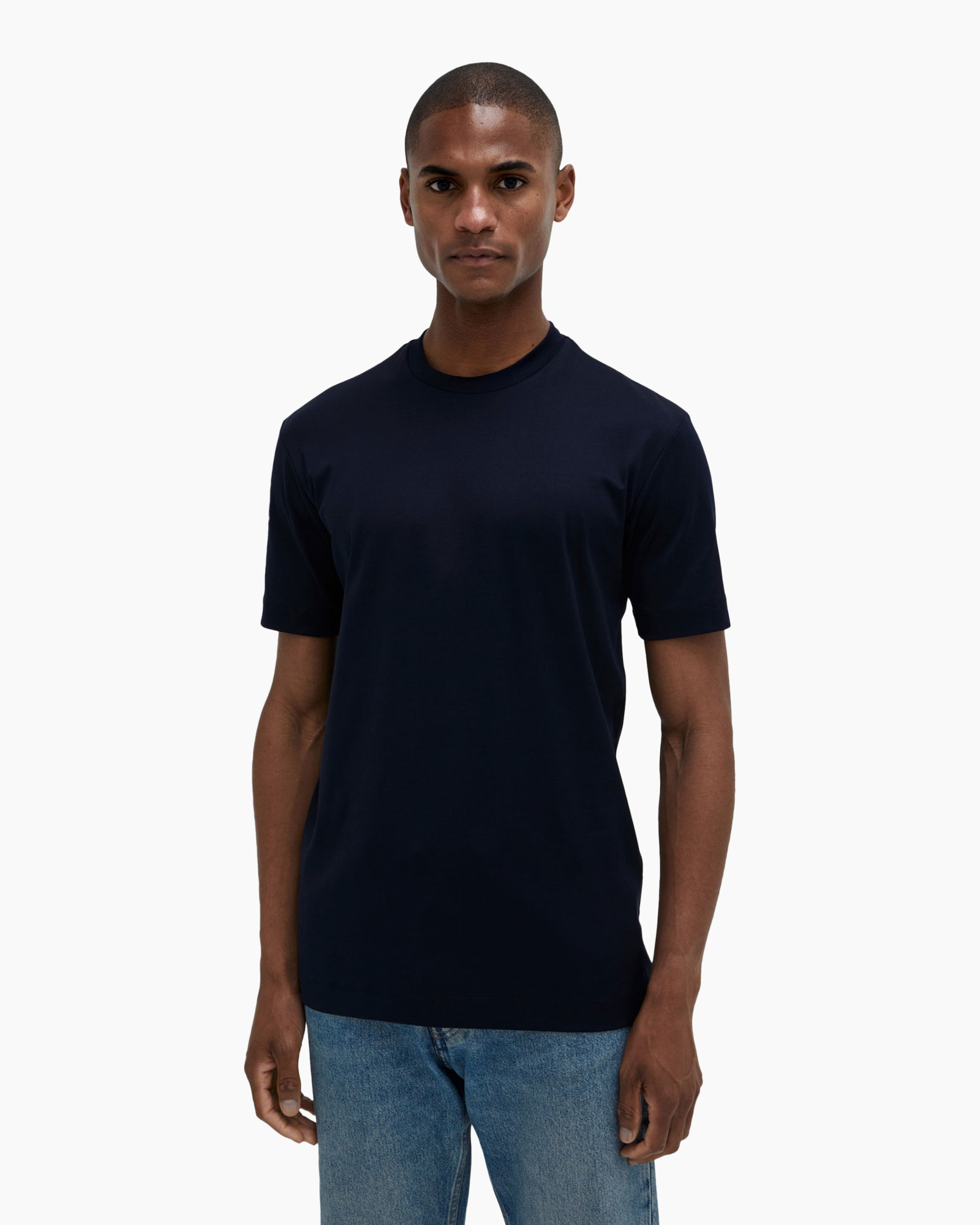 T-shirt Interlock Supima Donker Blauw