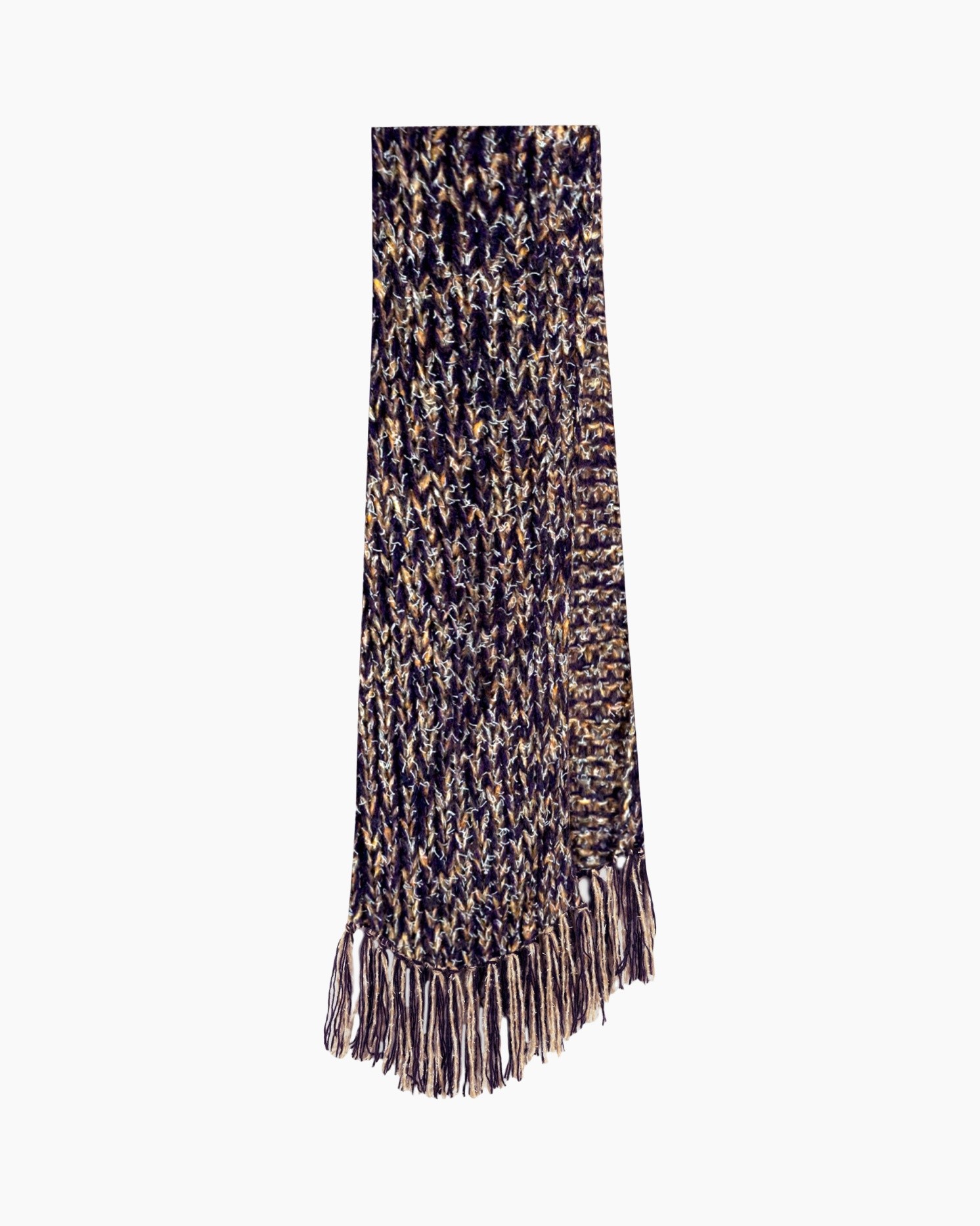 scarf, knitted,  fringed, multicolor pattern, weave