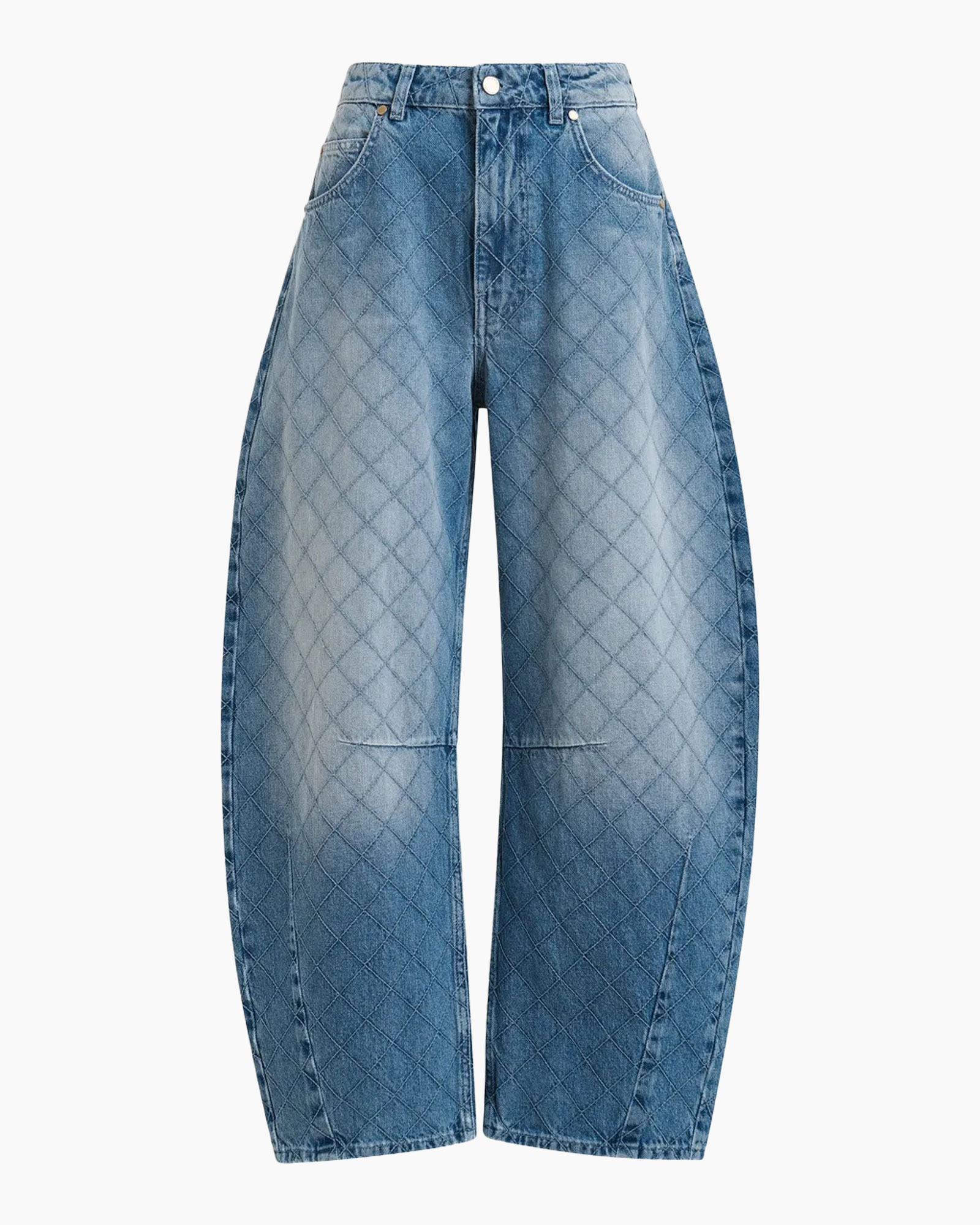 denim, quilted, pants, high-waist, blue