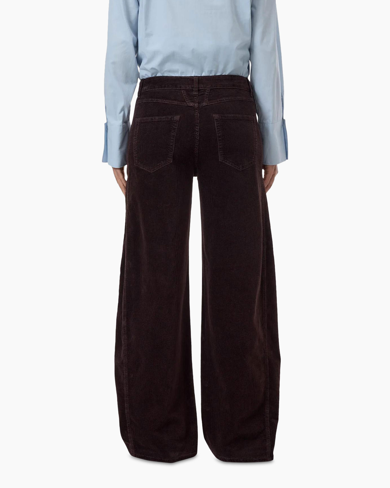 corduroy, pants, wide-leg, black, back-view