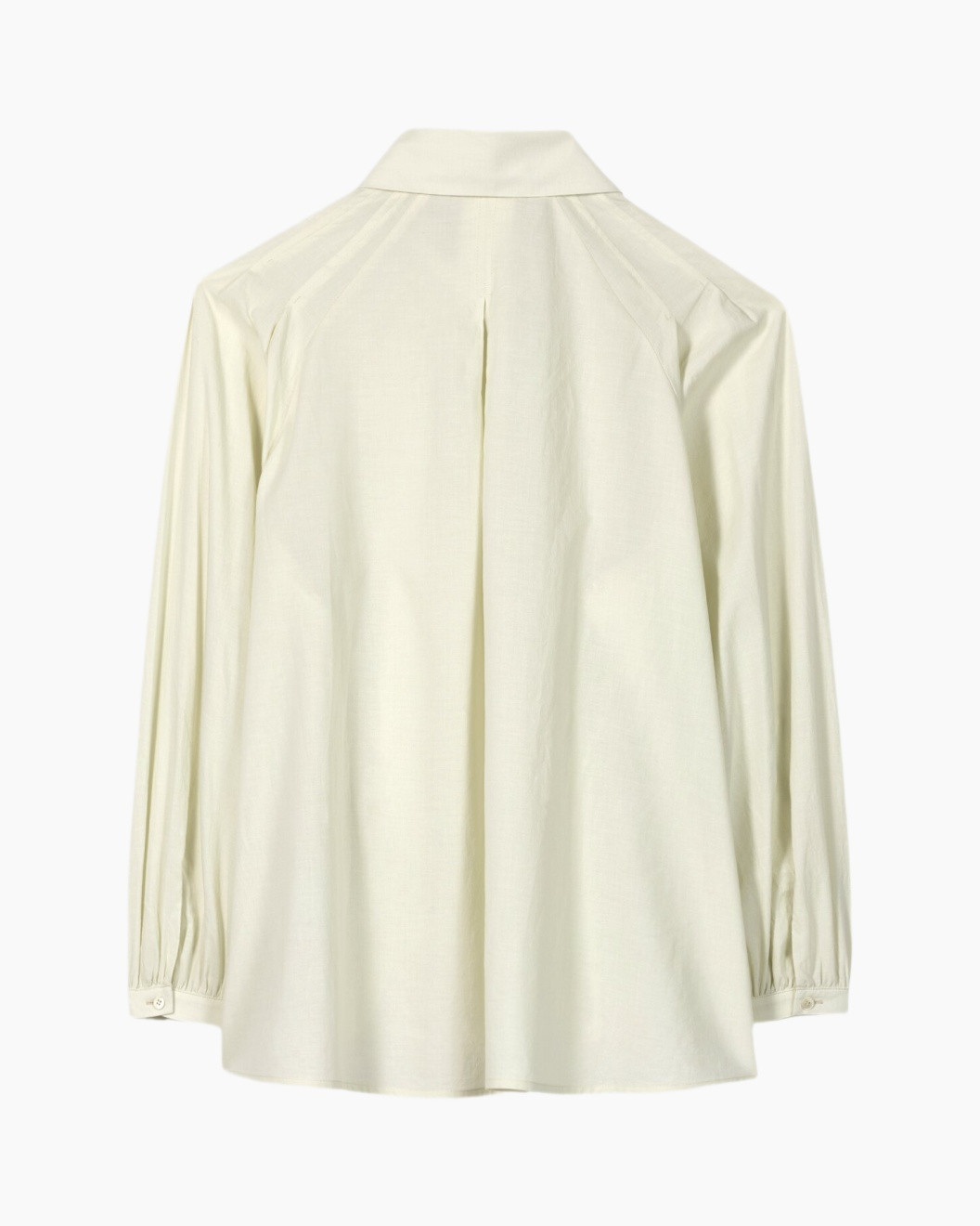 blouse, long sleeve, collared, light color, pleat back