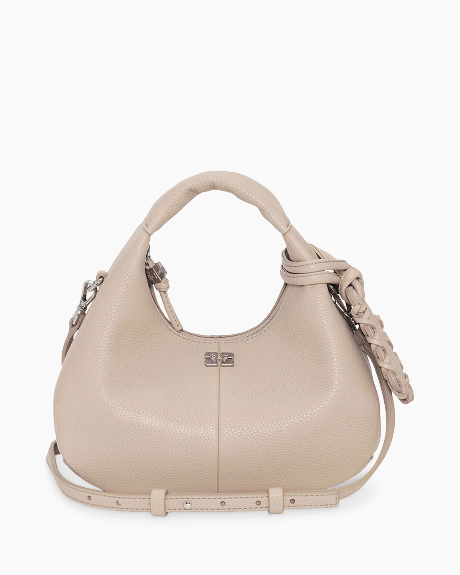 handbag, beige, pebbled leather, shoulder bag, top-handle