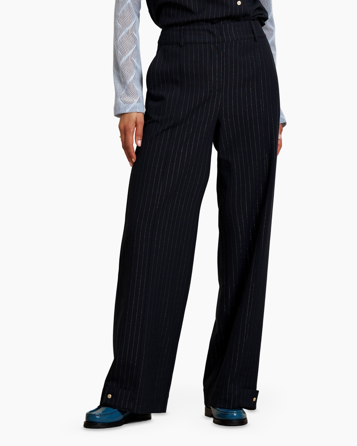 trousers, pinstripe, wide-leg, navy, slouchy-fit