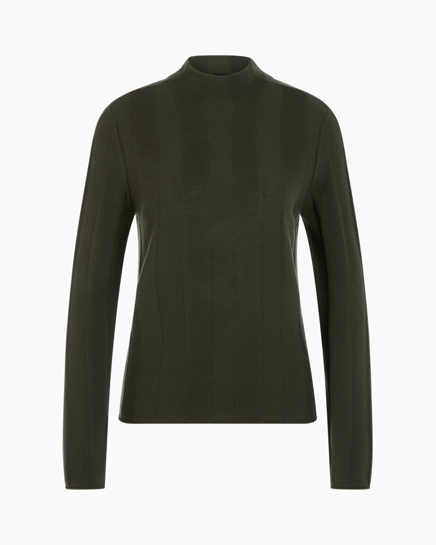 sweater, long-sleeve, olive green, ribbed, knit