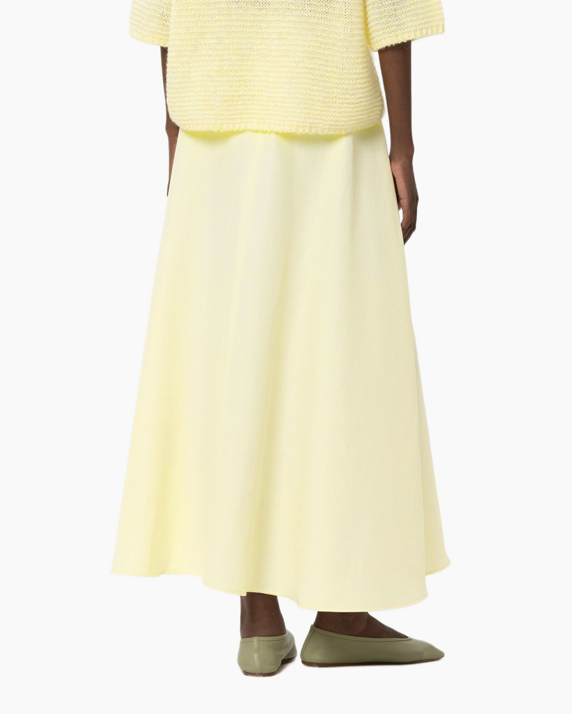 skirt, maxi skirt, mint yellow, linen, solid color
