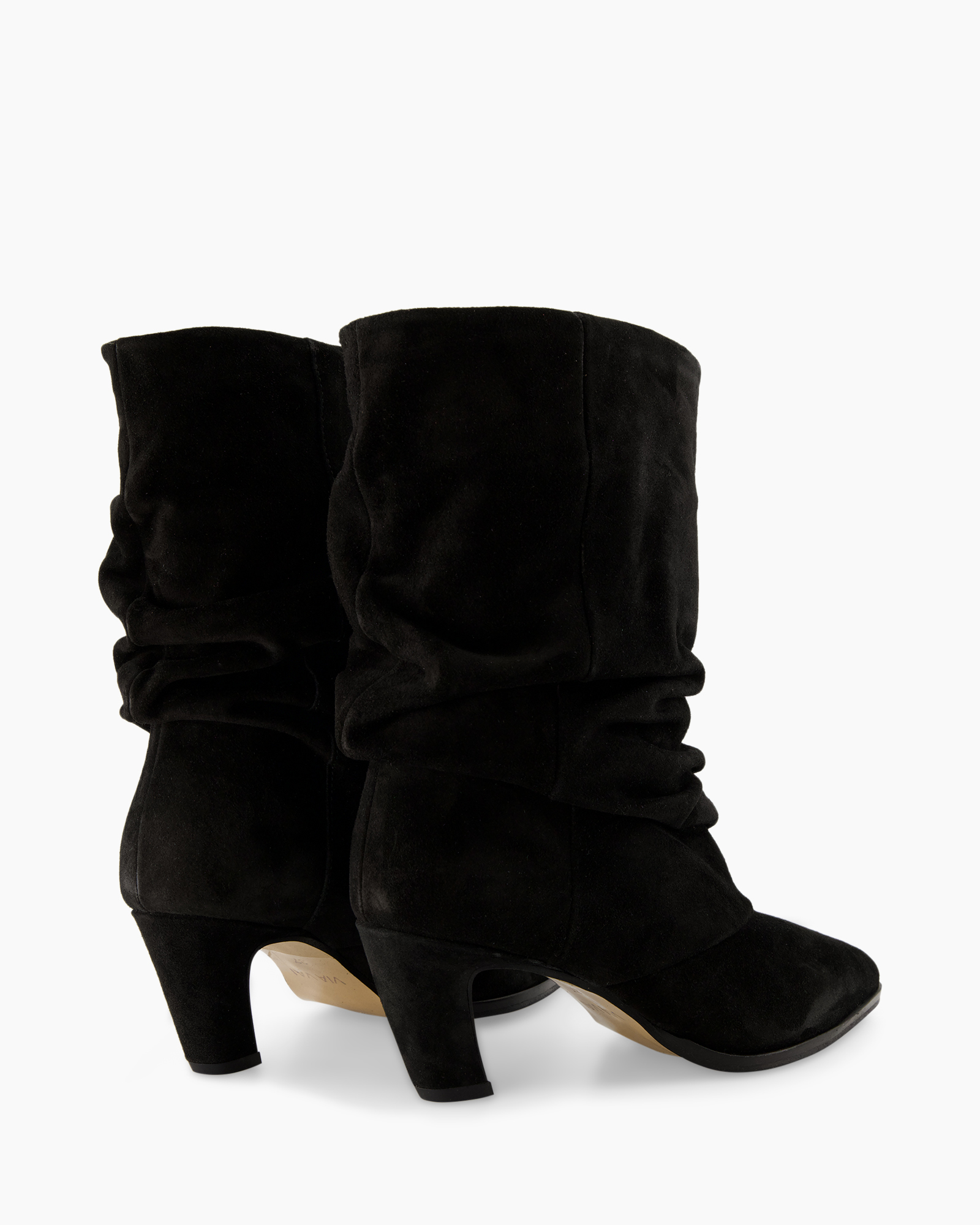 boot, ankle boot, mid heel, suede, black
