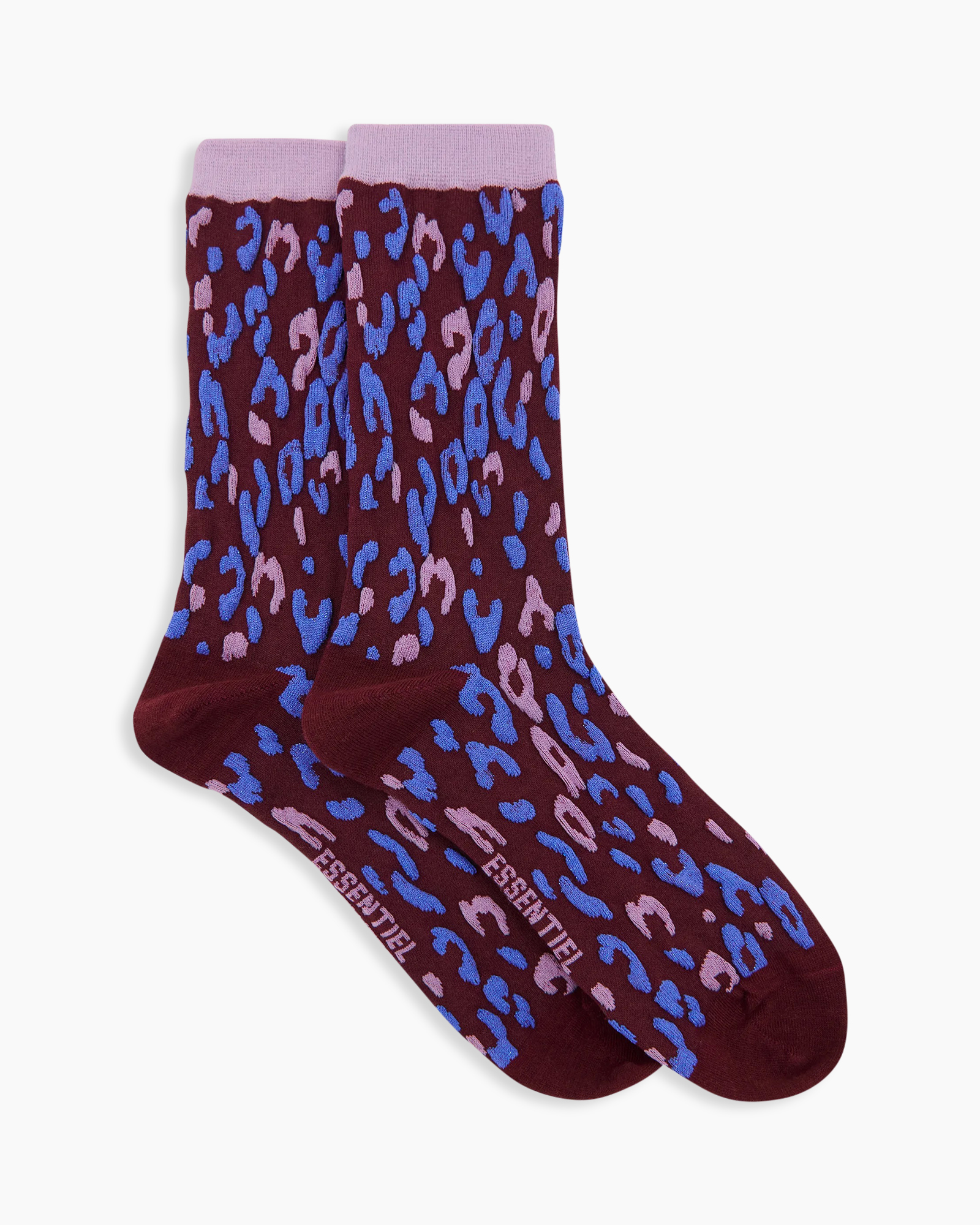 socks, ankle socks, patterned, leopard print, purple blue