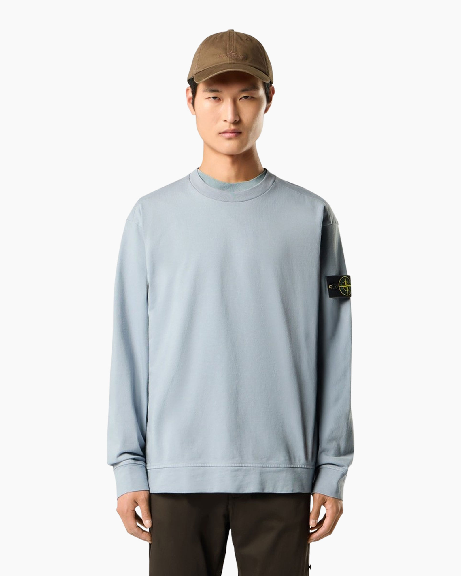 crewneck, light-blue, sweatshirt, long-sleeve, cap