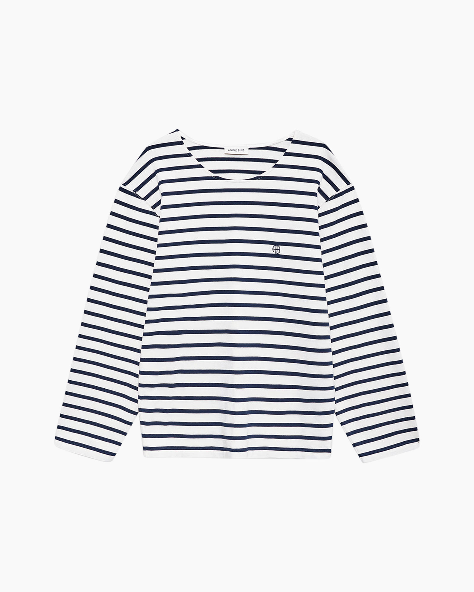striped, long-sleeve, t-shirt, navy, white