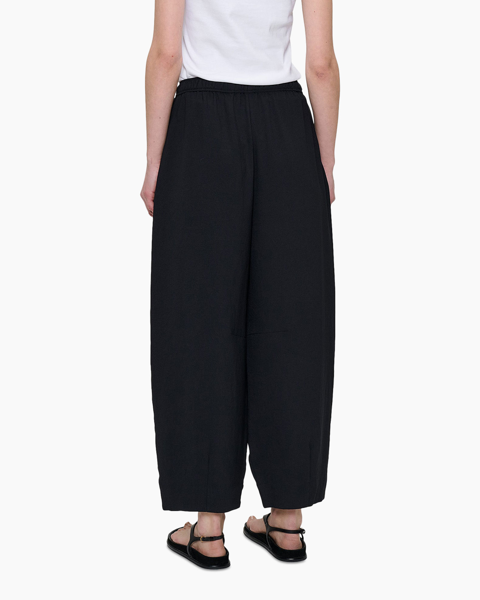 pants, trousers, wide-leg, black, ankle-length