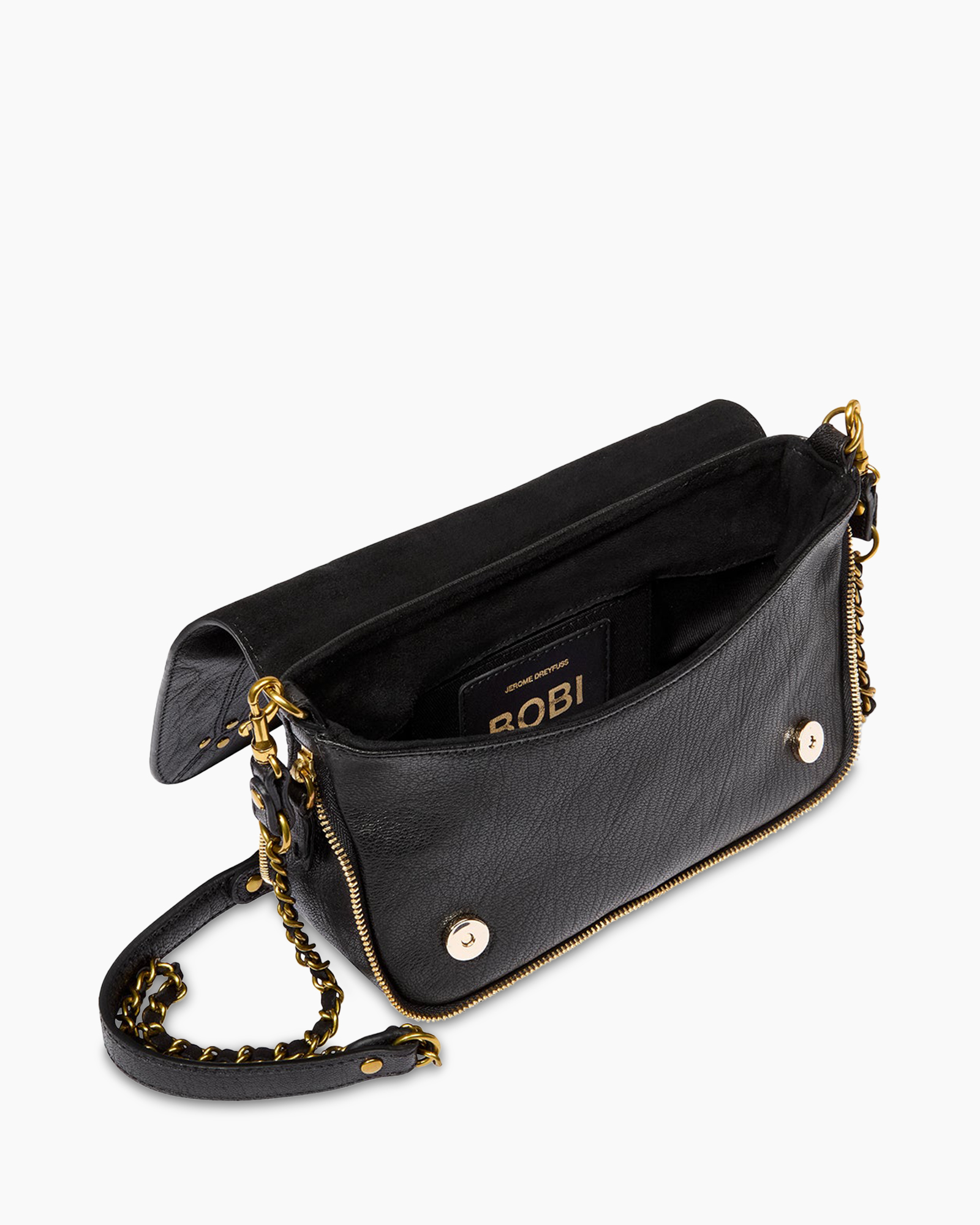 bag, crossbody, black, leather, gold hardware