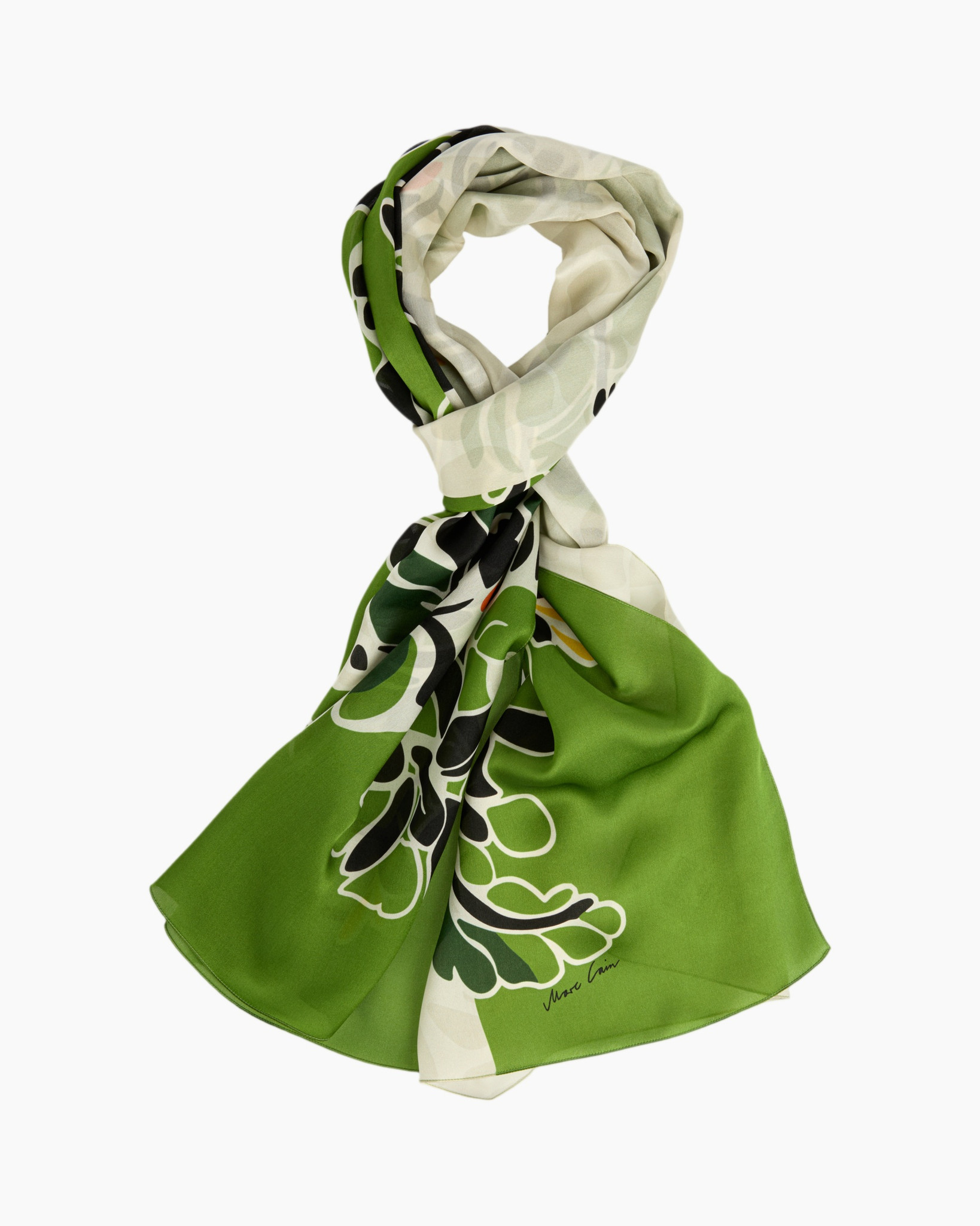 scarf, green, silk, pattern, square scarf