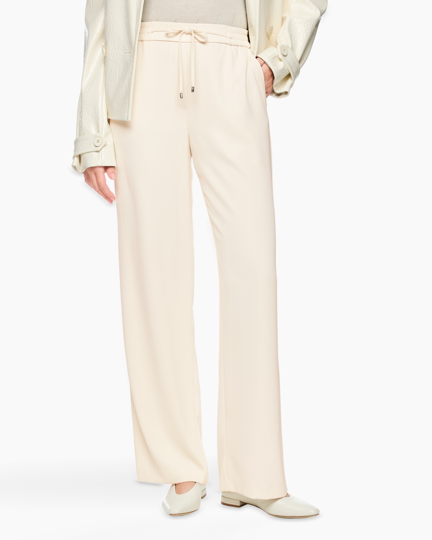pants, wide-leg, cream, drawstring, soft