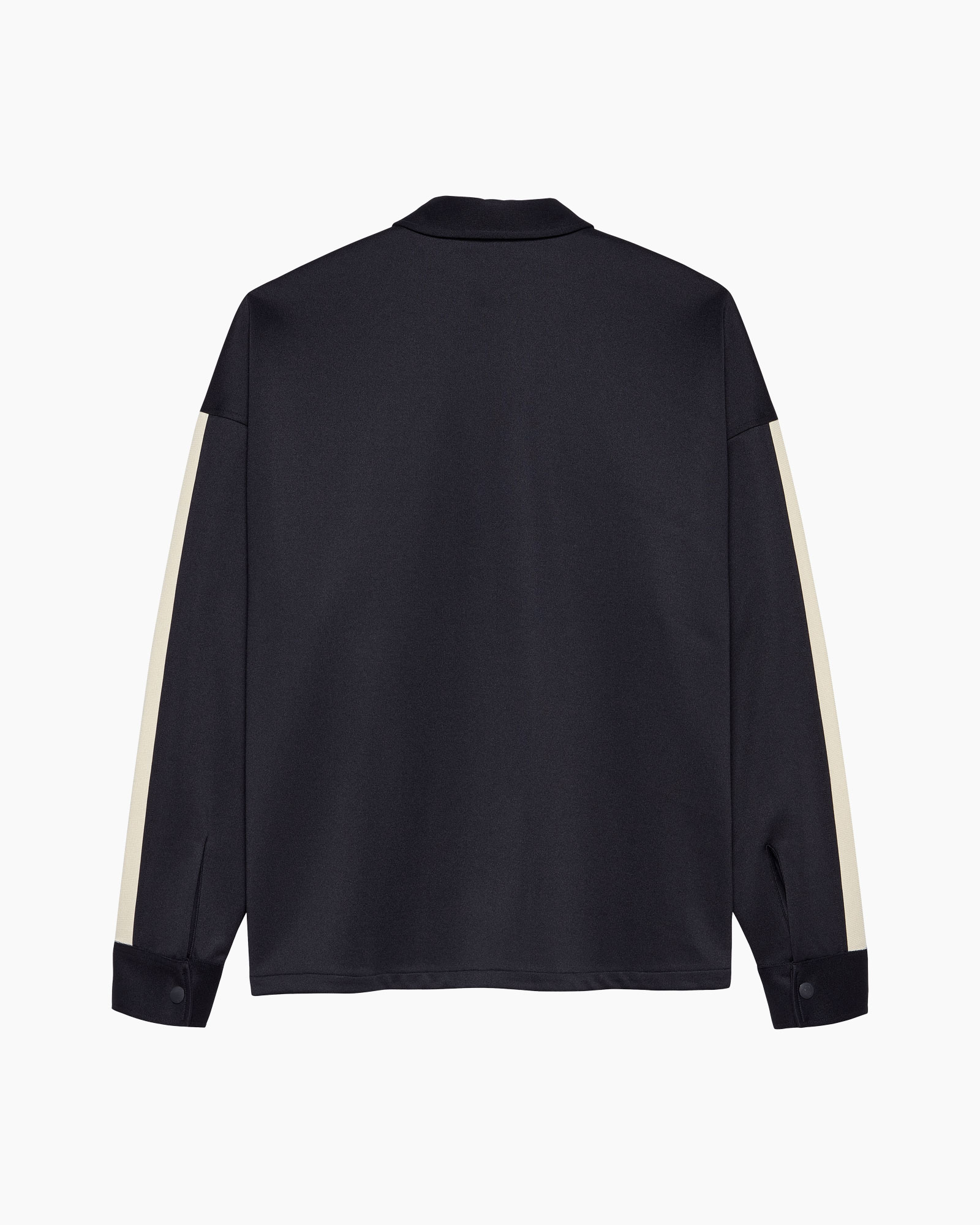 long-sleeve, navy, color-block, striped-sleeve, collar