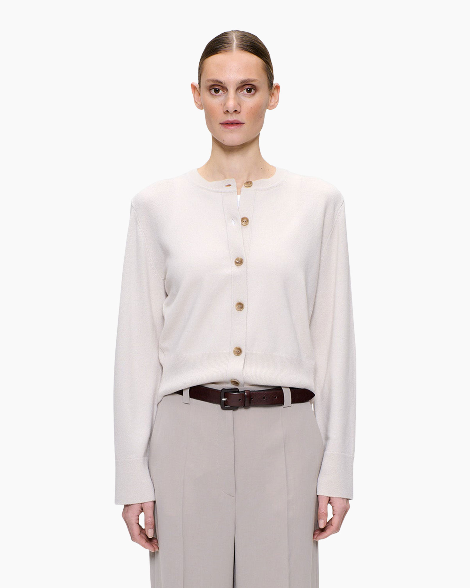 cardigan, buttons, beige, long-sleeve, knitwear