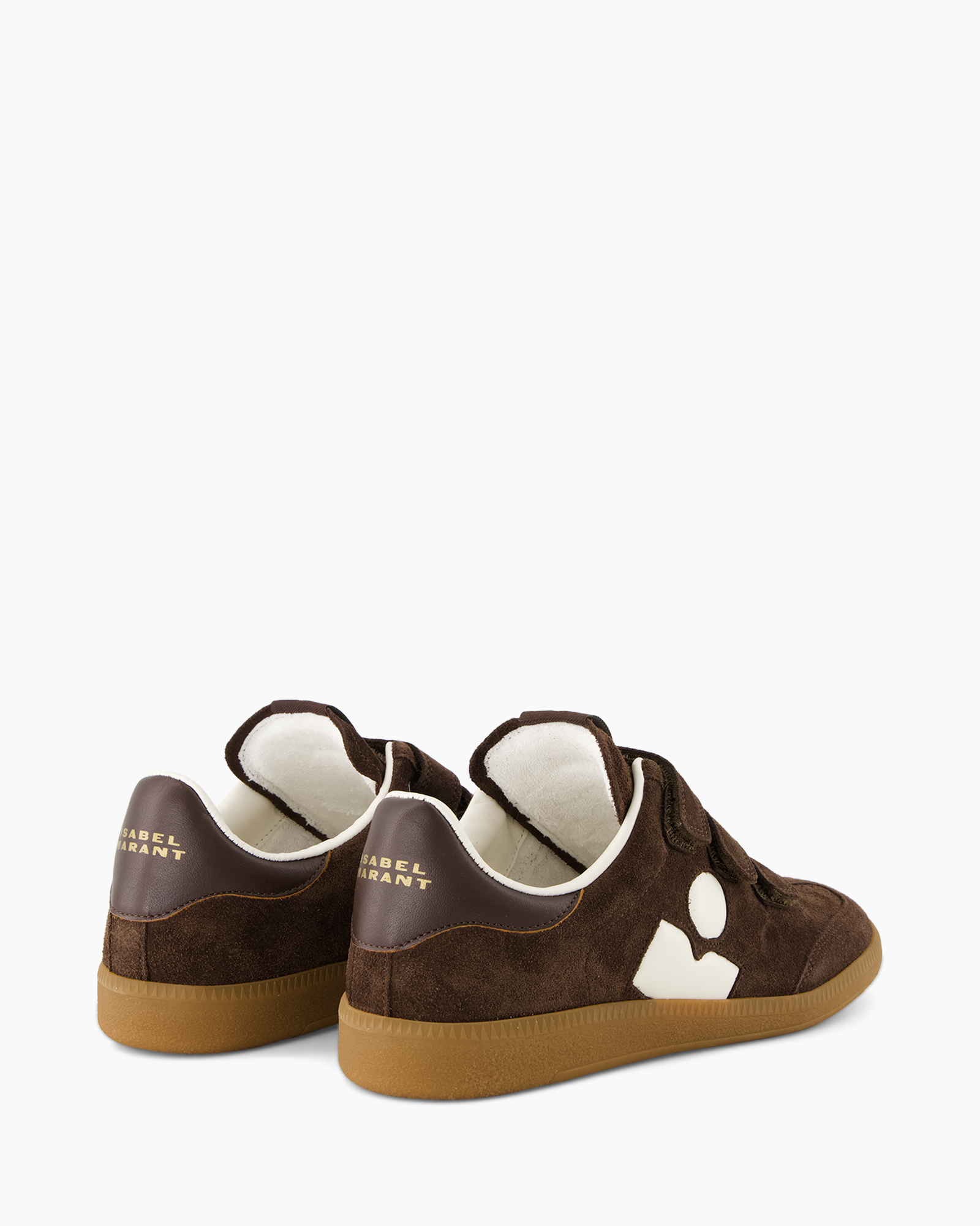 brown sneaker, suede, low-cut, white accents, gum sole
