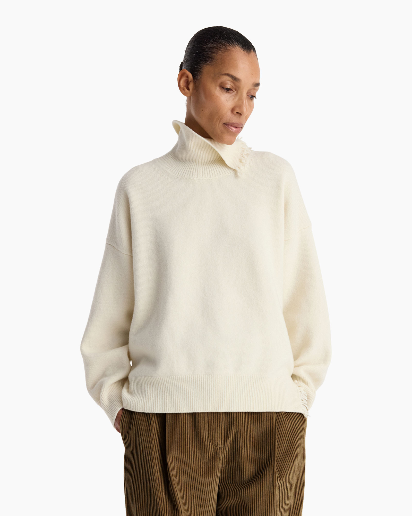 turtleneck, cream sweater, knit, oversized, pullover