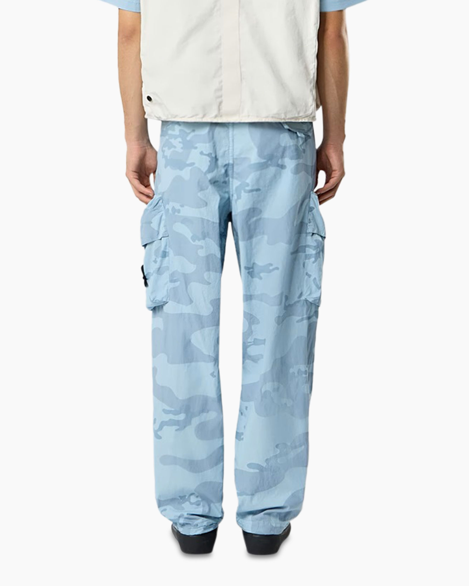 cargo pants, camouflage, pants, light blue, cargo pockets