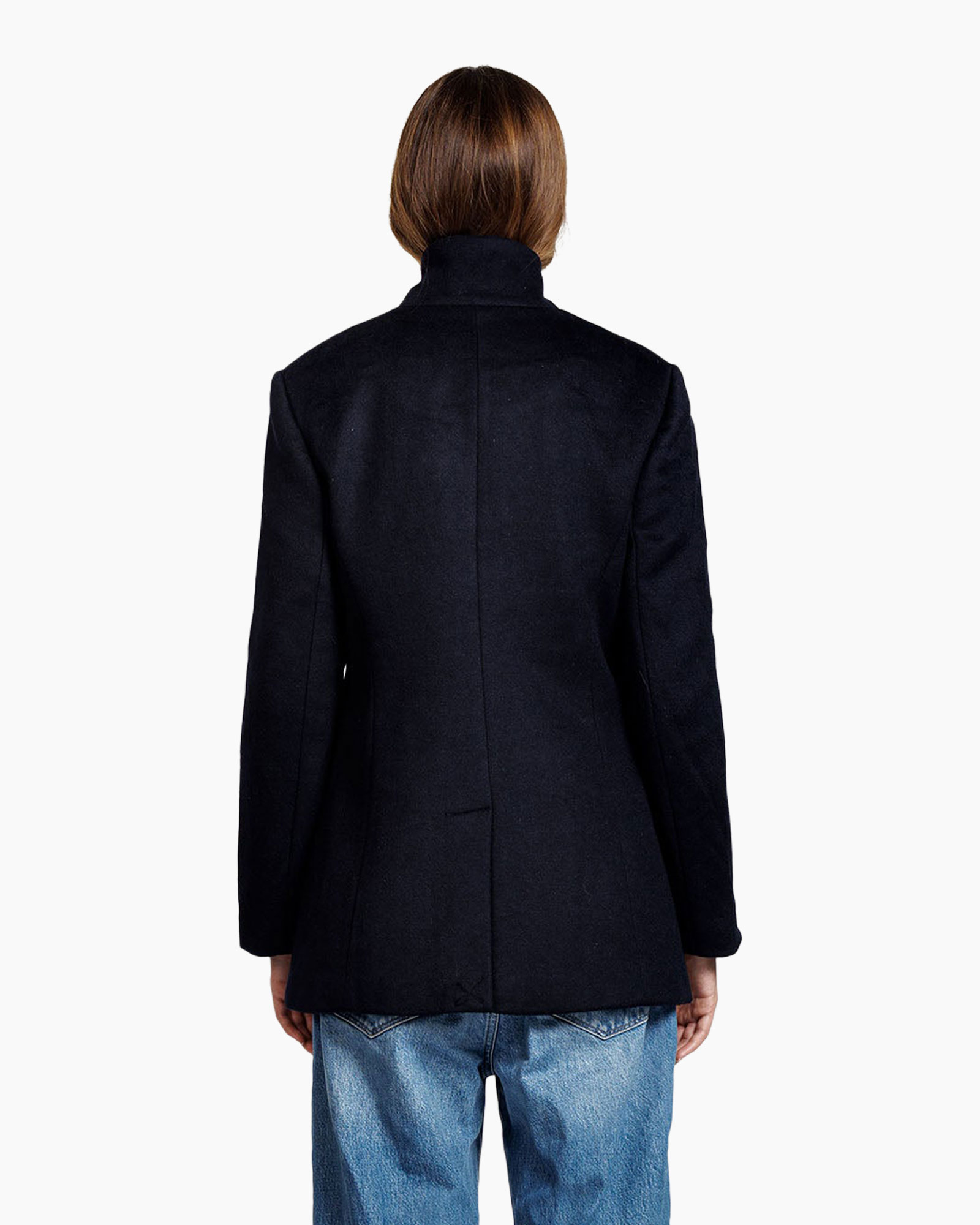coat, outerwear, dark navy, buttoned, blazer-like