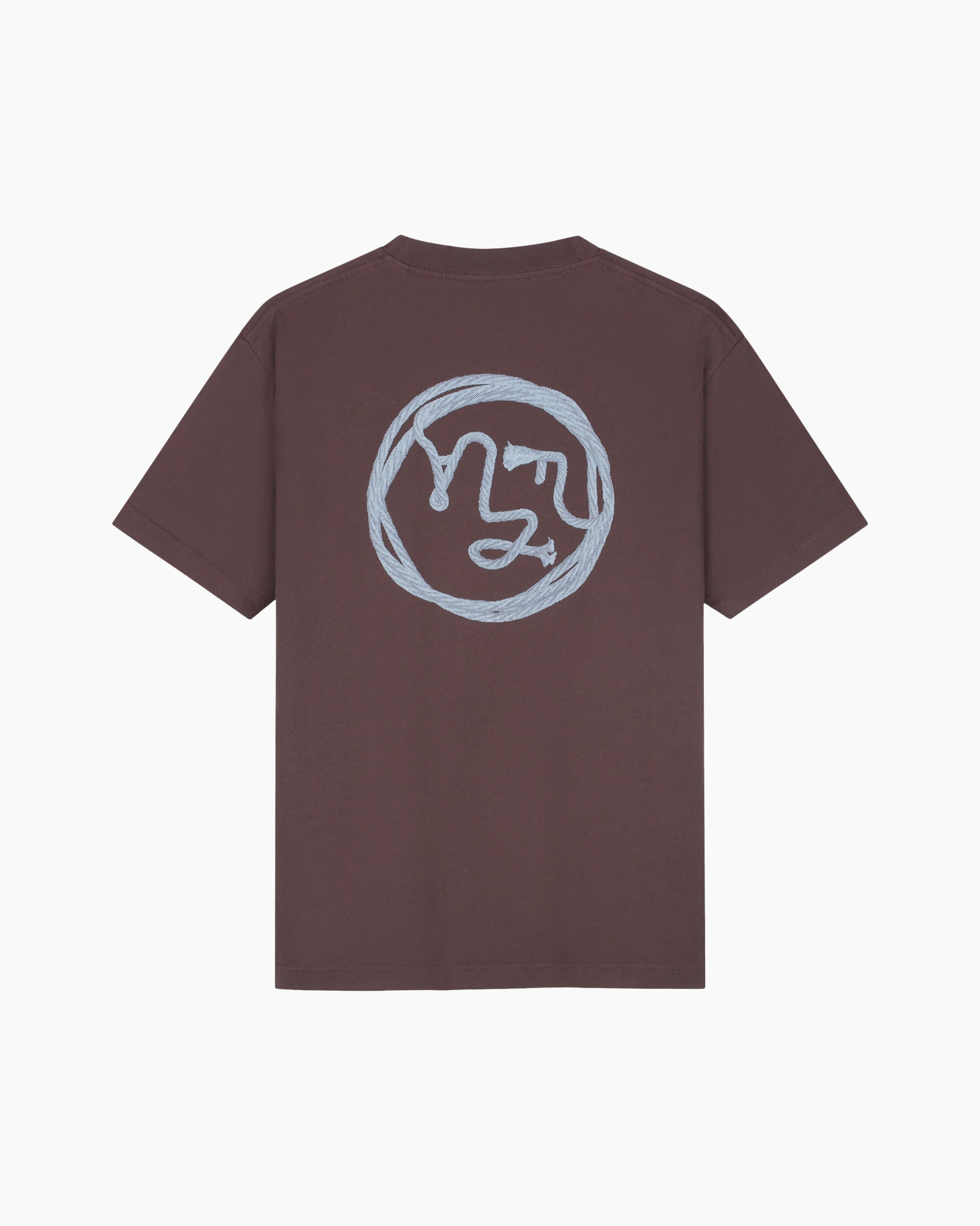 t-shirt, short sleeve, brown, graphic, circle design