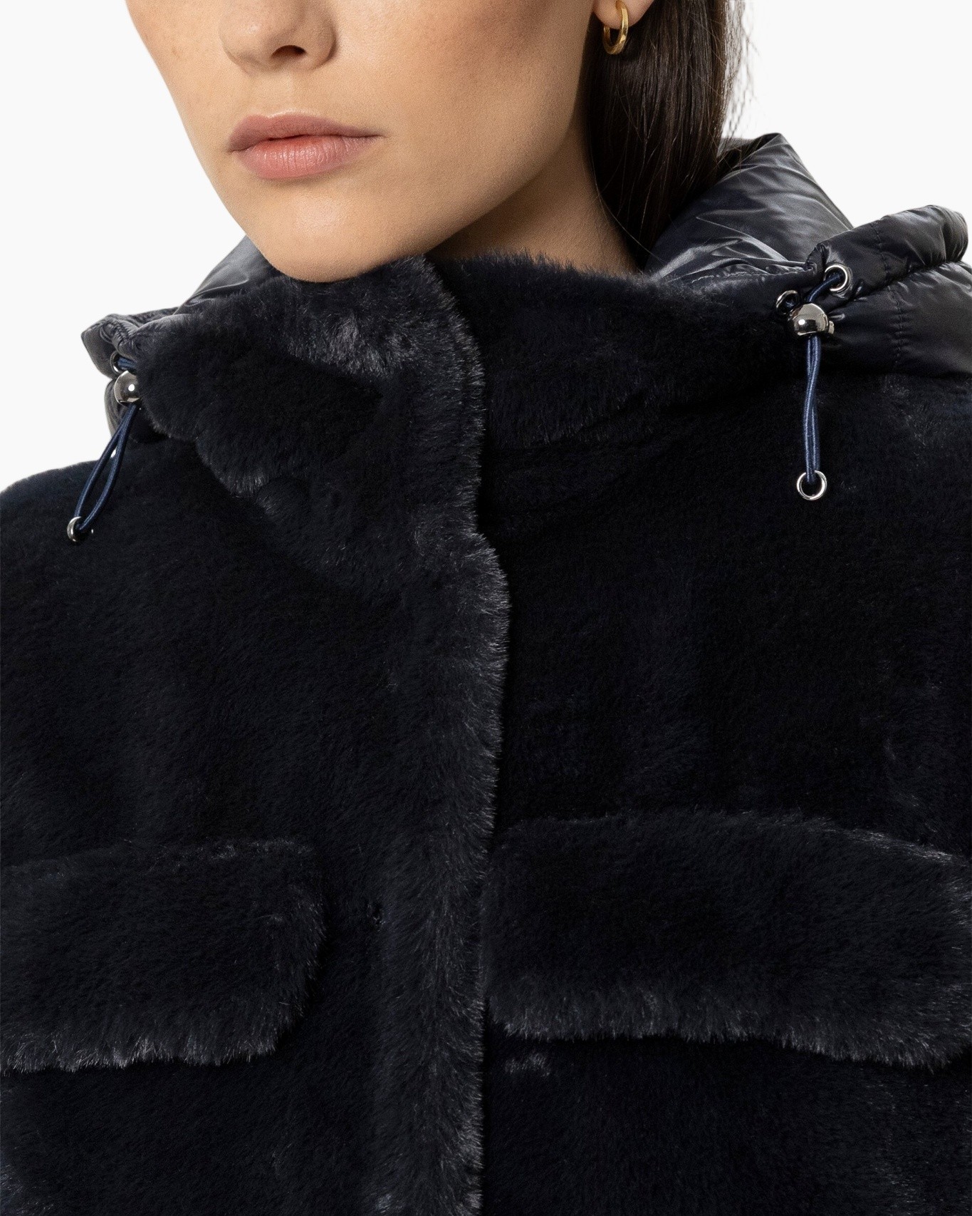 faux fur vest, vest, black, layered, soft