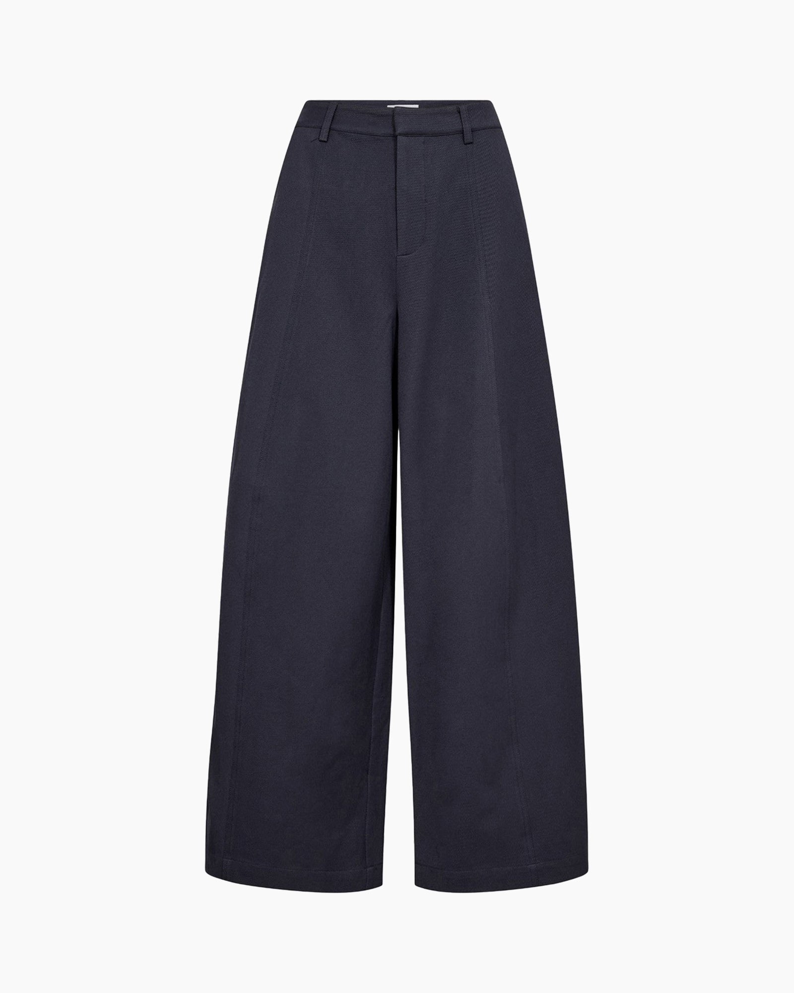 pants, wide-leg, navy, cotton, high-waist