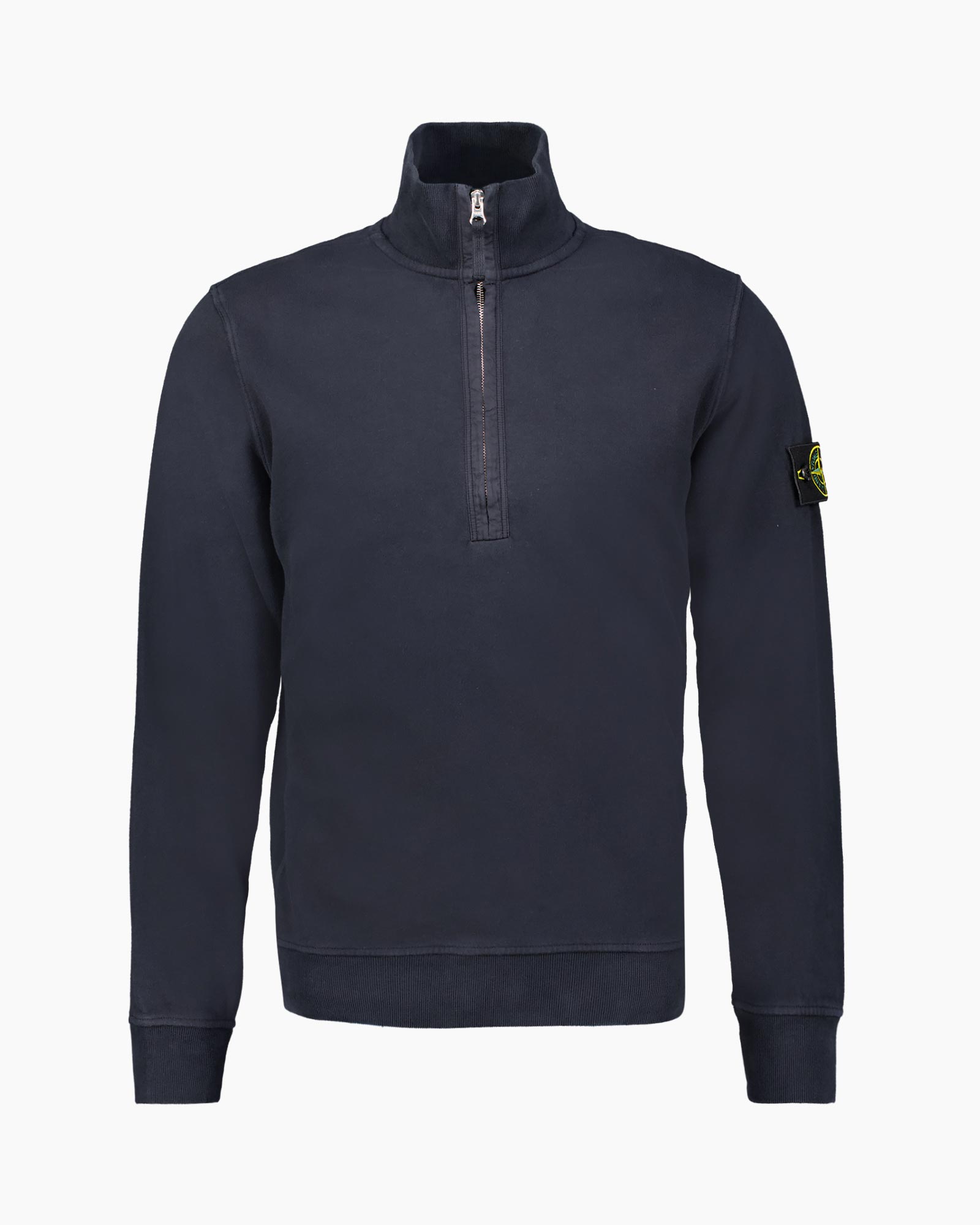 sweatshirt, half-zip, collar, navy, patch-strap