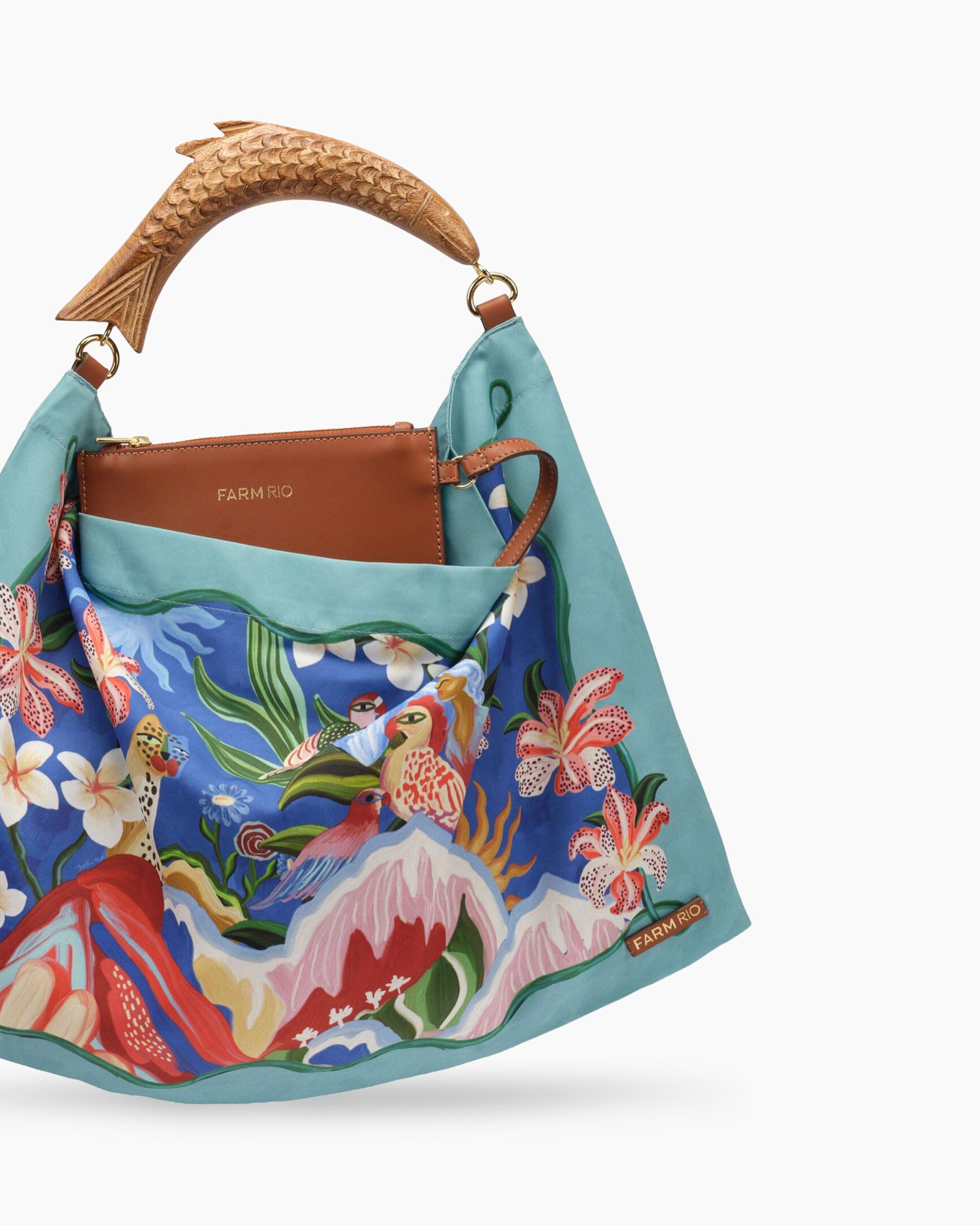 handbag, fabric bag, intricate pattern, turquoise, trellis handle