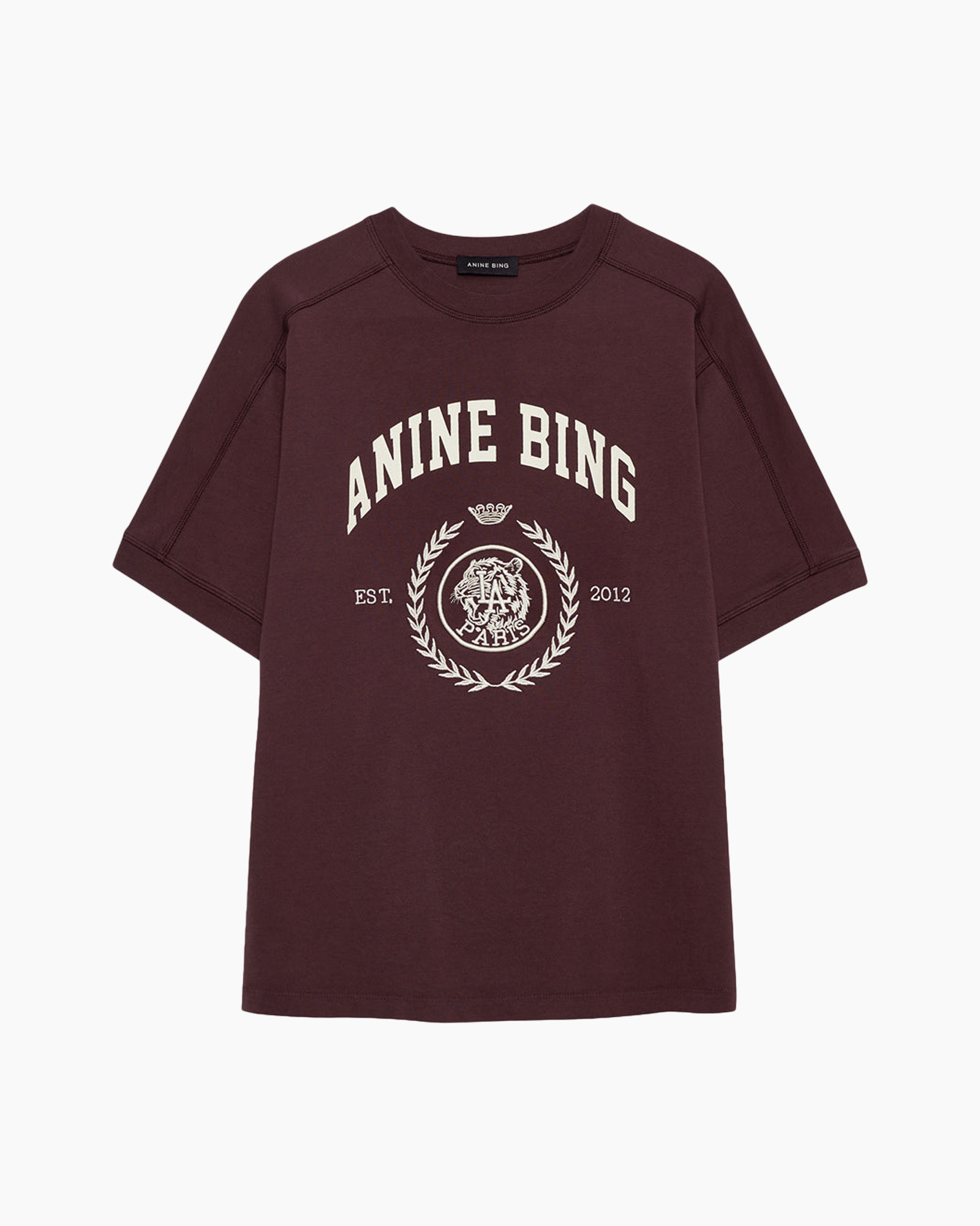t-shirt, short sleeve, crew neck, maroon, graphic