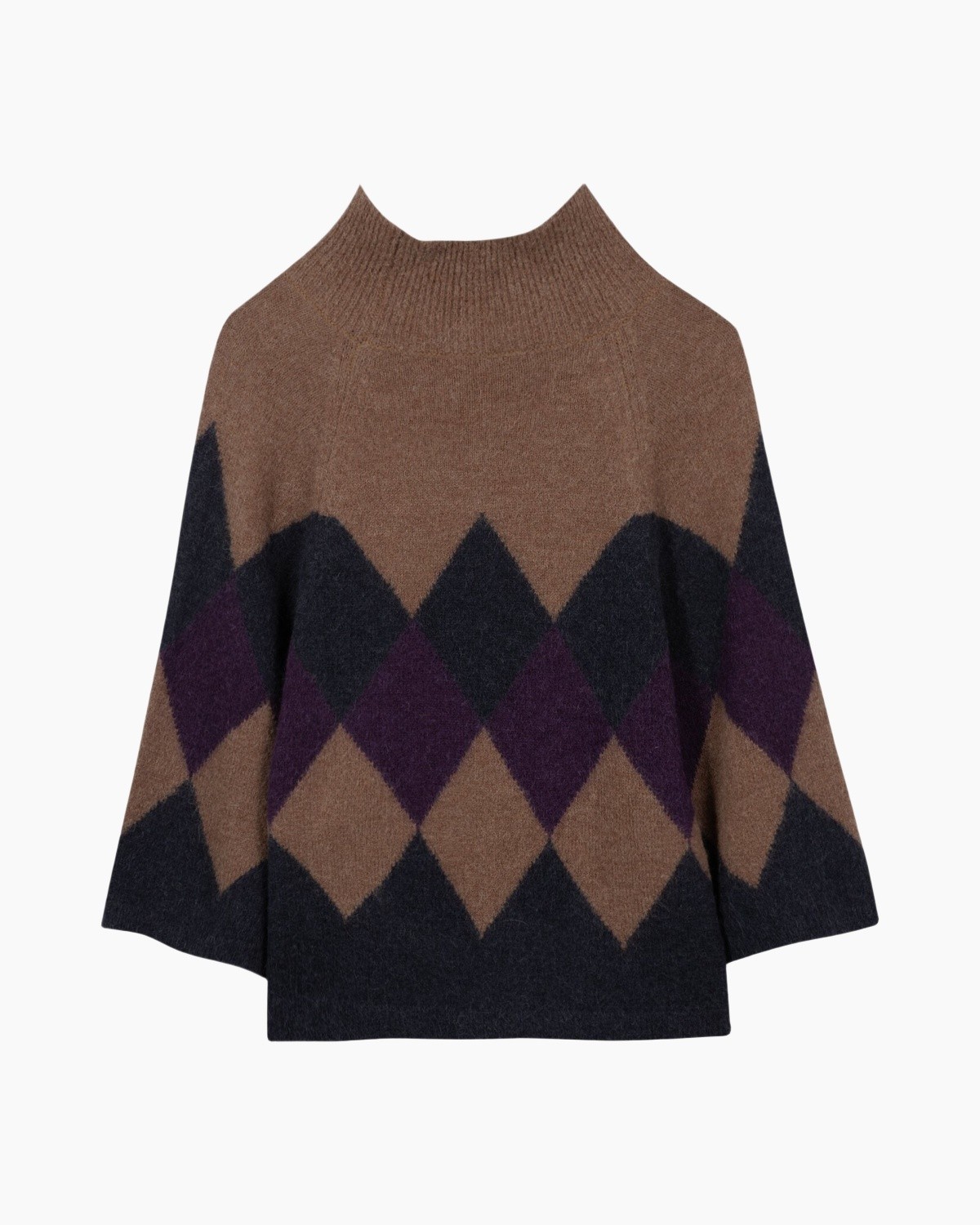 sweater, argyle, knit, colorblock, loose fit