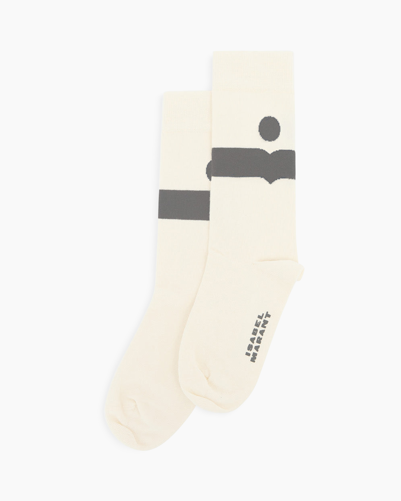 socks, crew socks, cream color, graphic band, mid-cale?