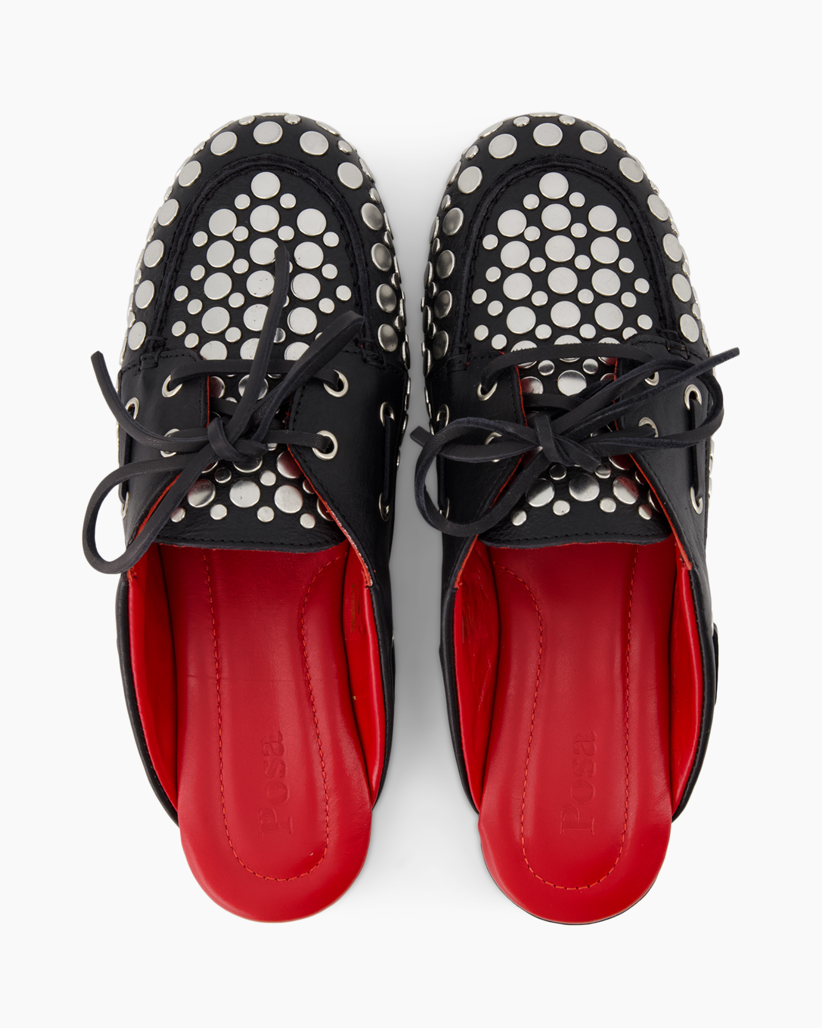 loafer, leather, black, studded, red-insole