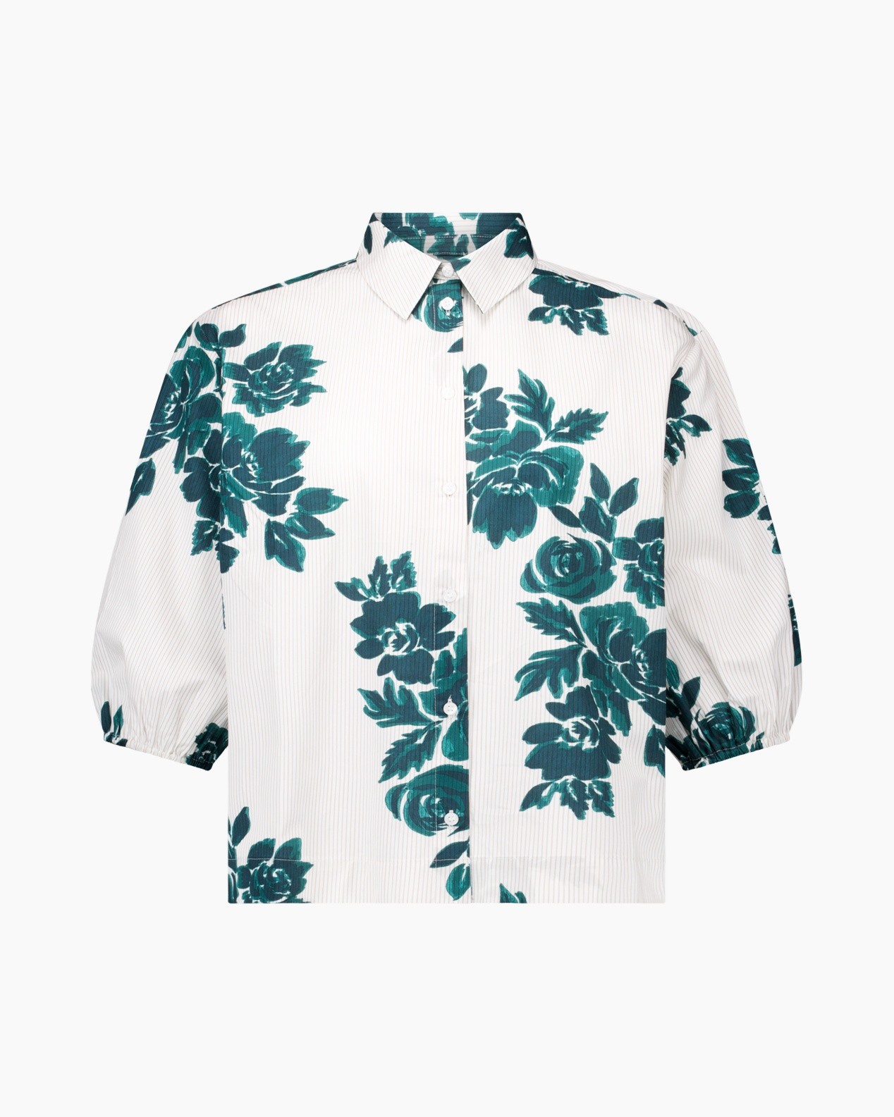 shirt, blouse, floral, short sleeve, green pattern