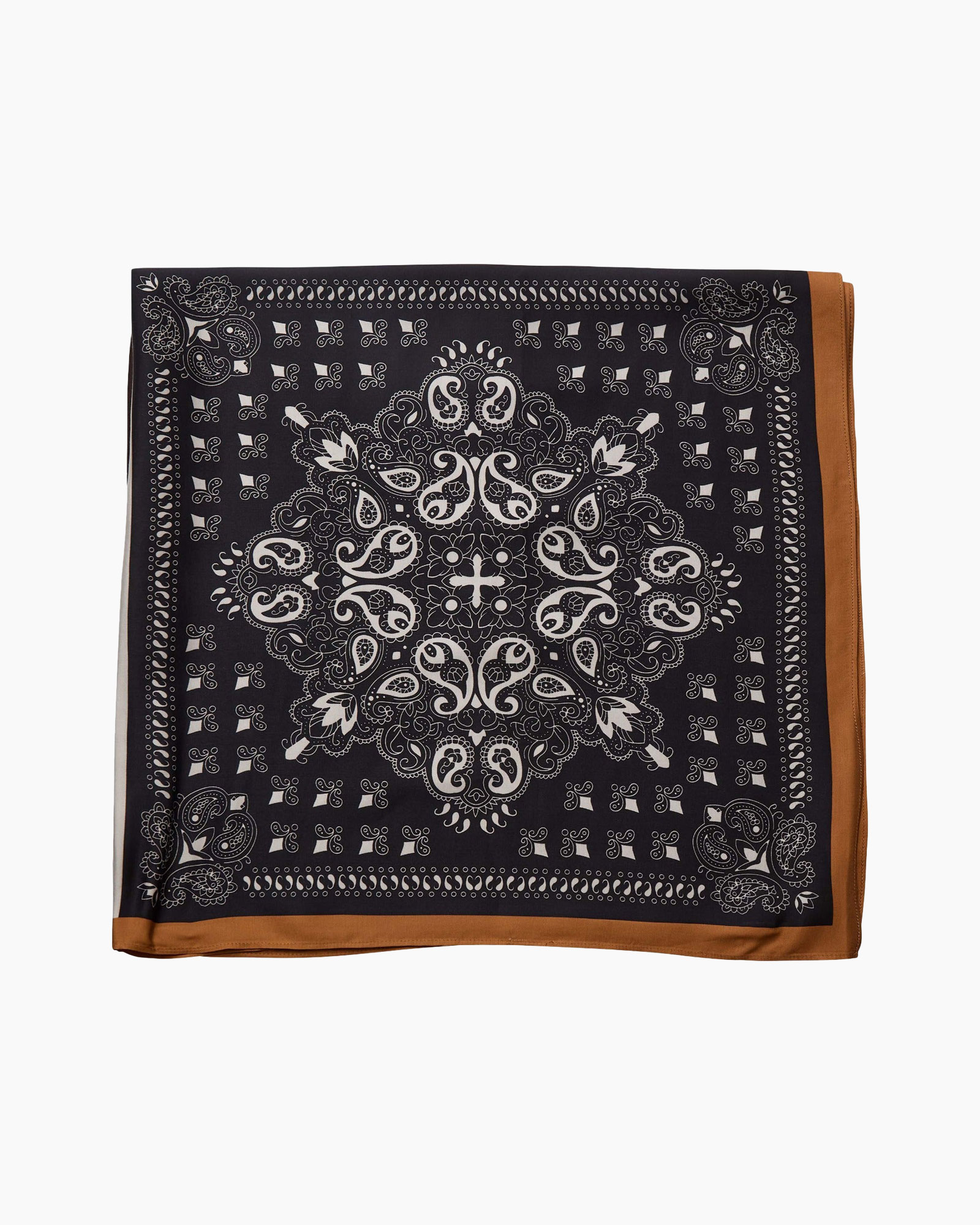 scarf, bandana, paisley, black, brown