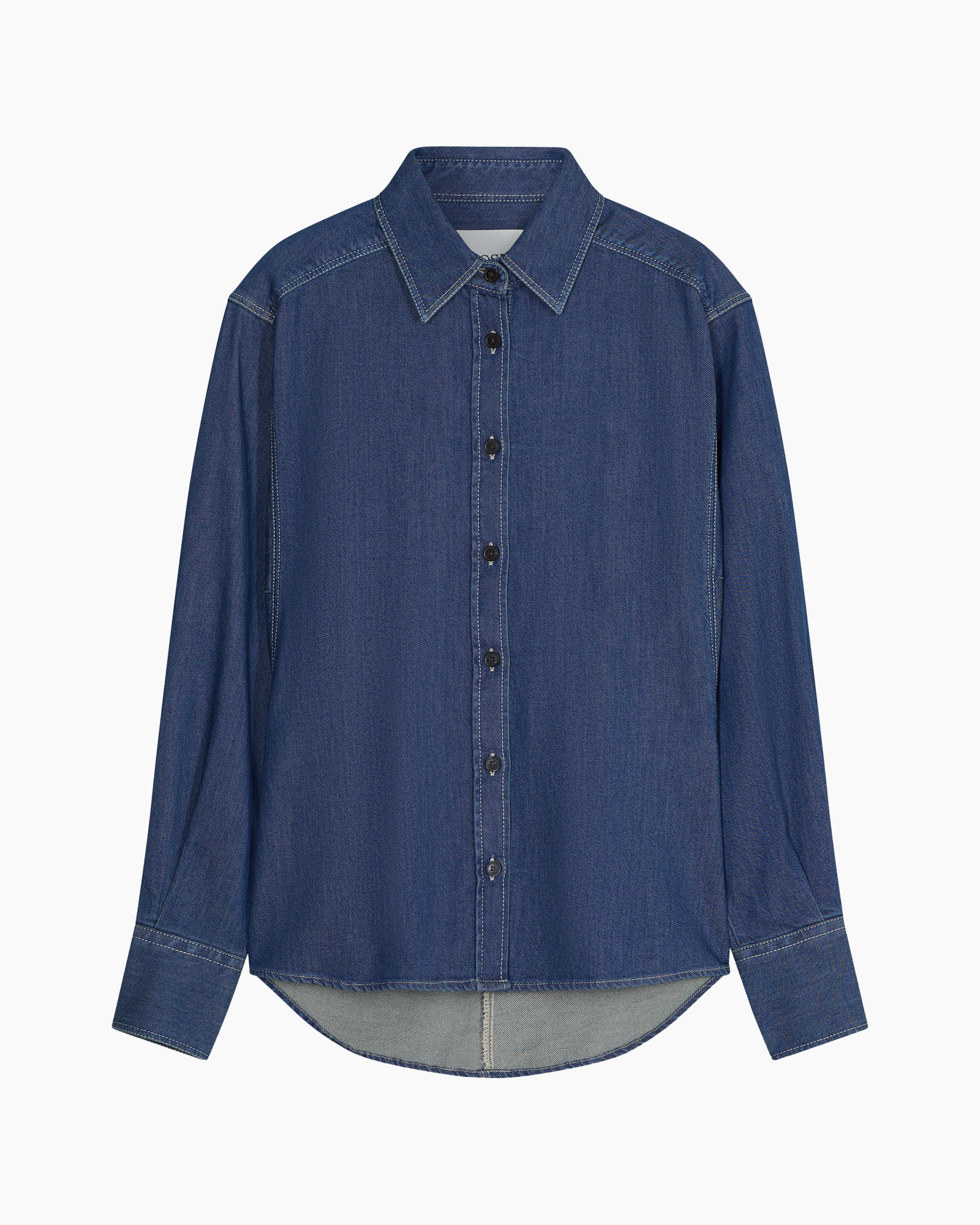 denim, shirt, button-down, long-sleeve, blue