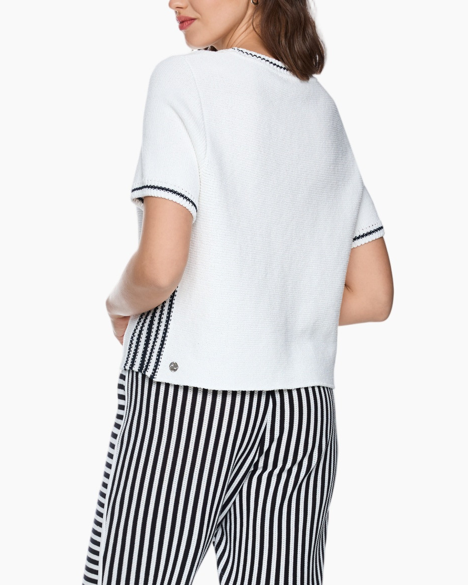 top, t-shirt, knit, white, striped-pants