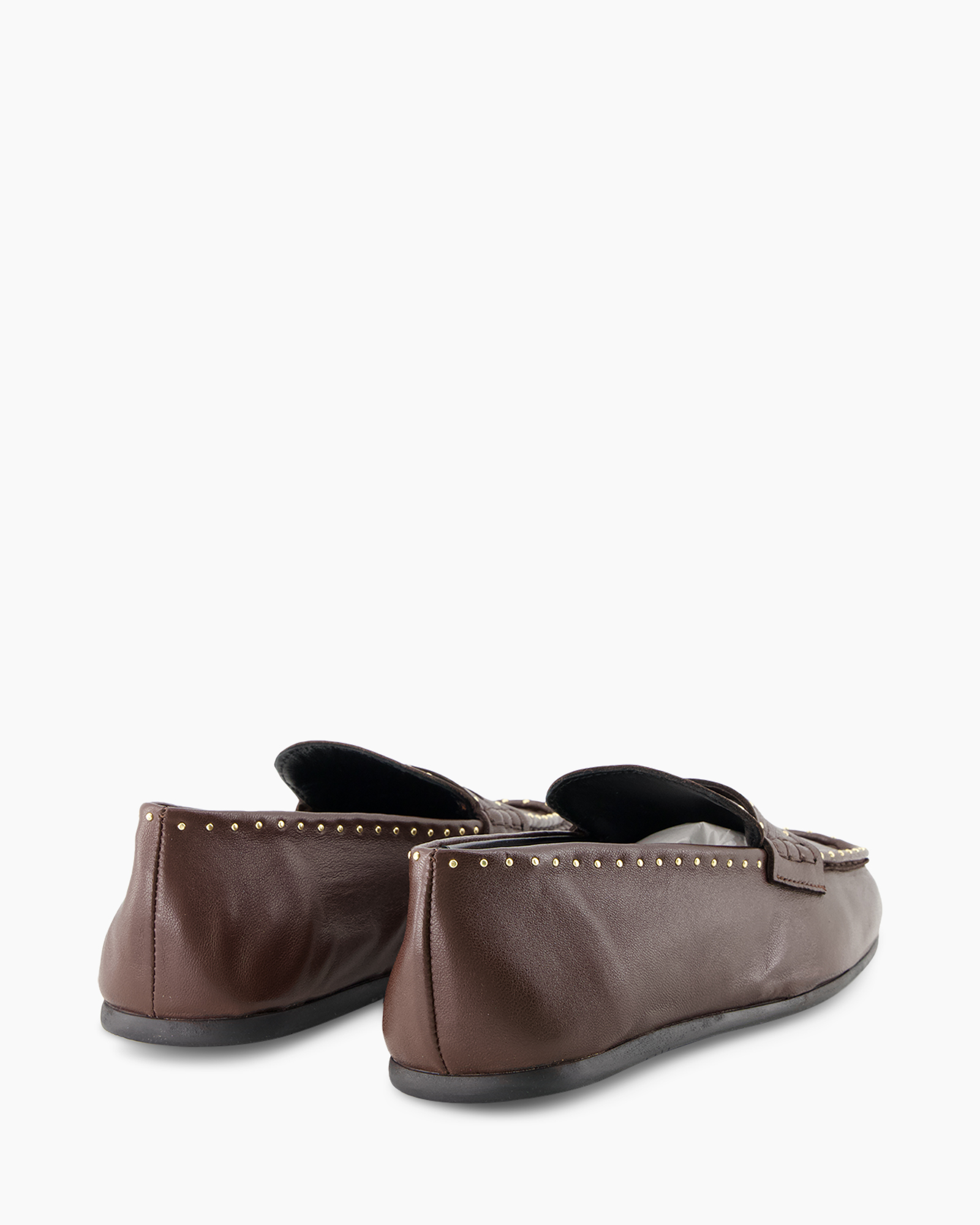 slip-ons, loafers, brown, leather, studded