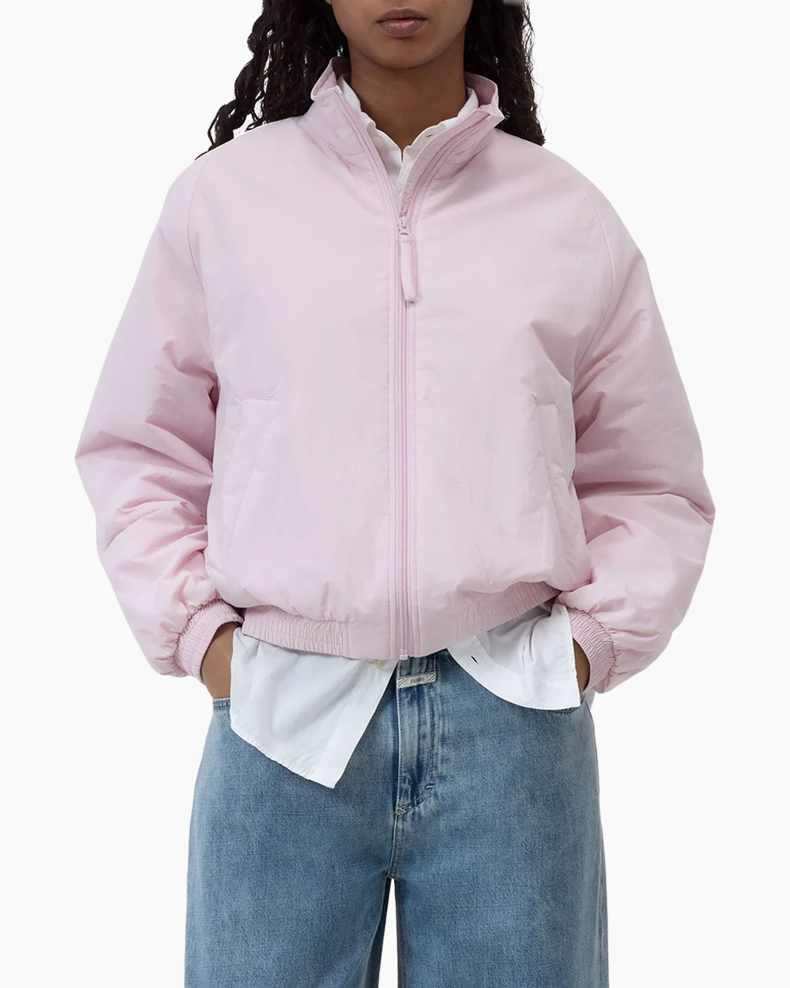 jacket, puffer, pink, windbreaker, collar
