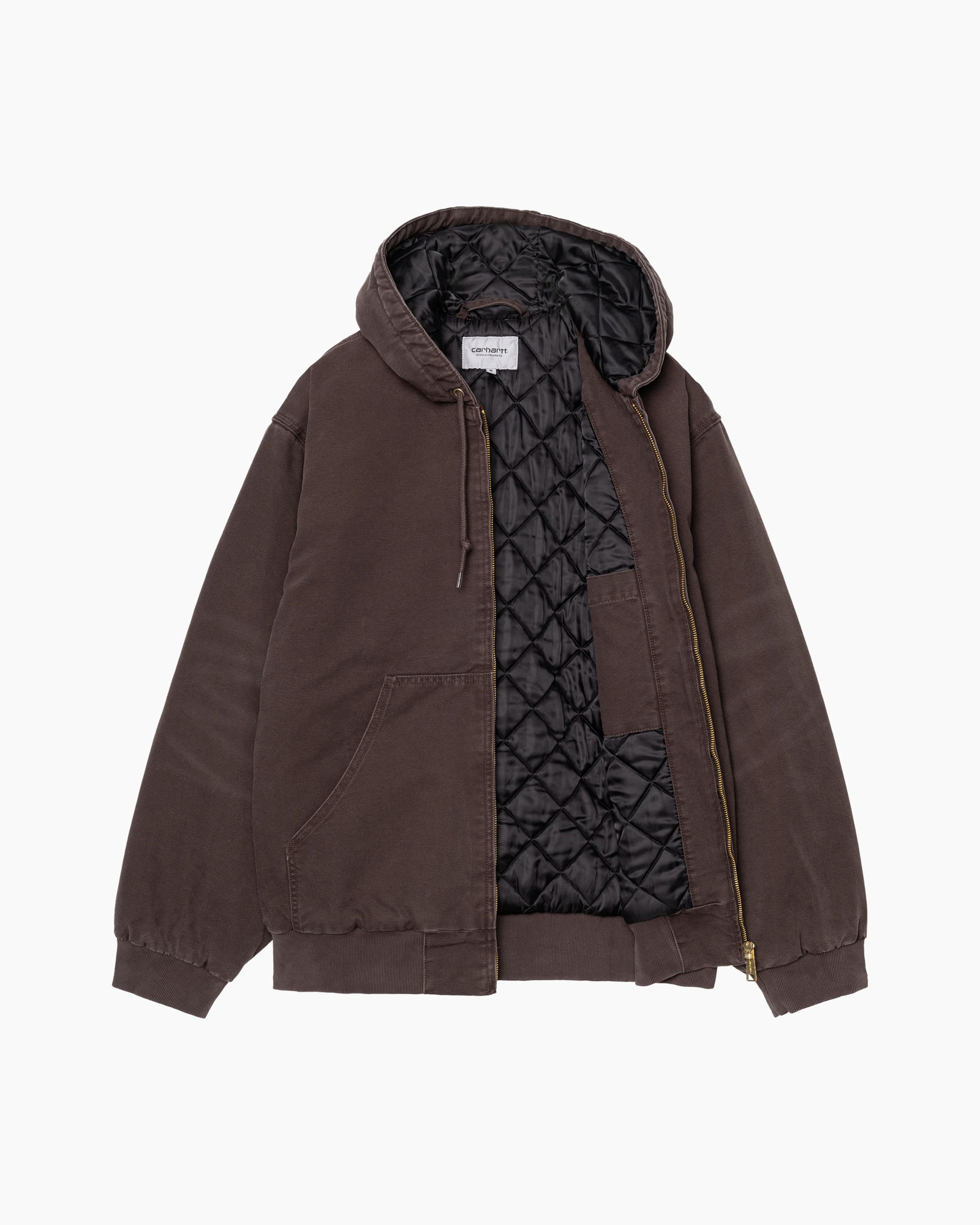 hooded, jacket, brown, quilted, zipper