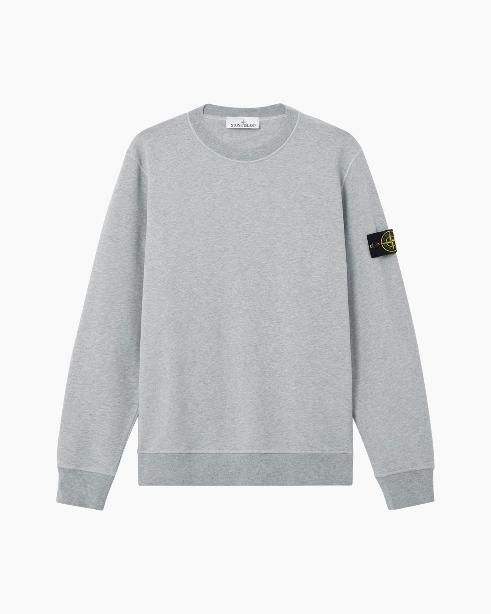 crewneck, gray, sweatshirt, long sleeve, applied patch