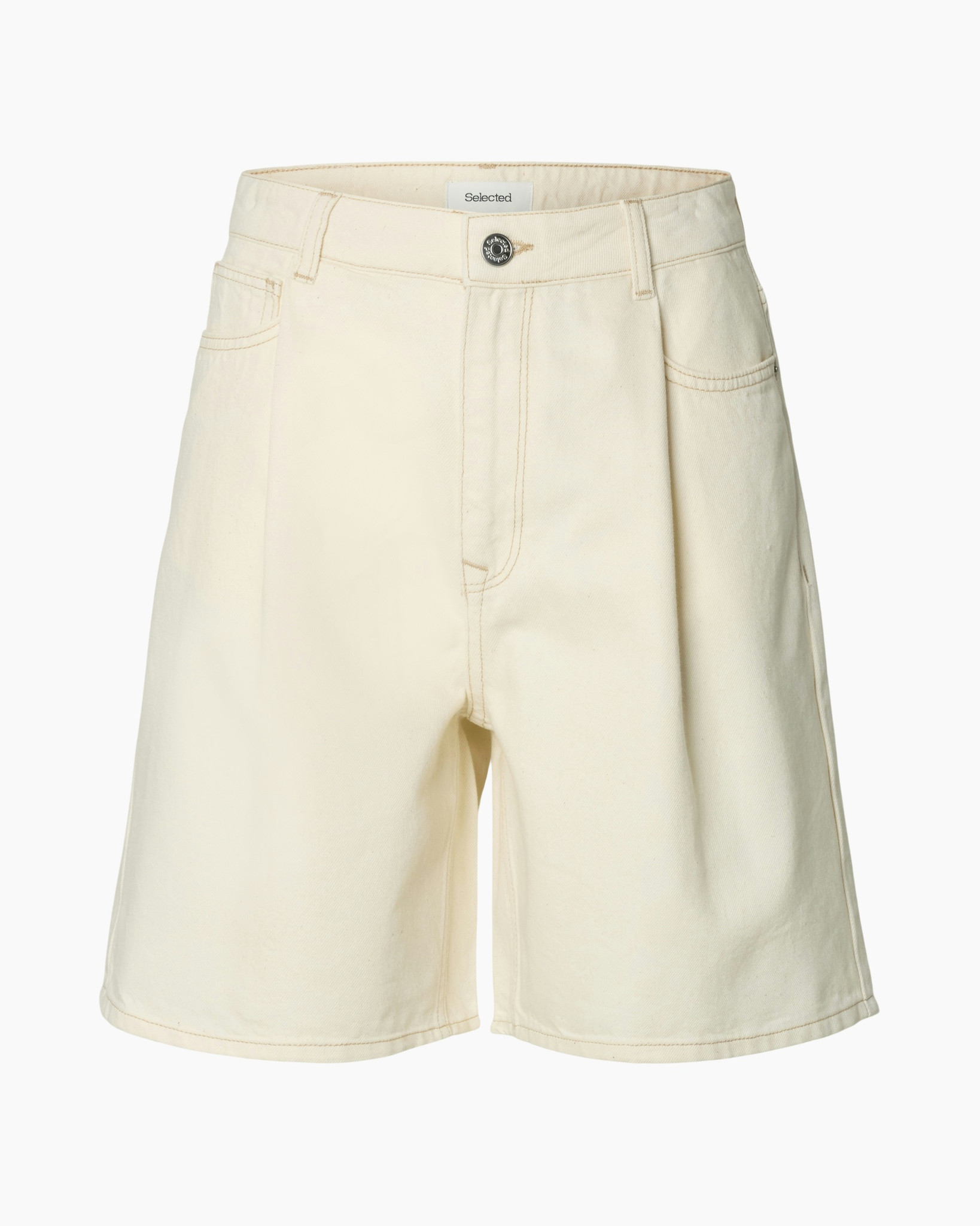 shorts,  cream,  denim,  high-waist?,  buttoned fly
