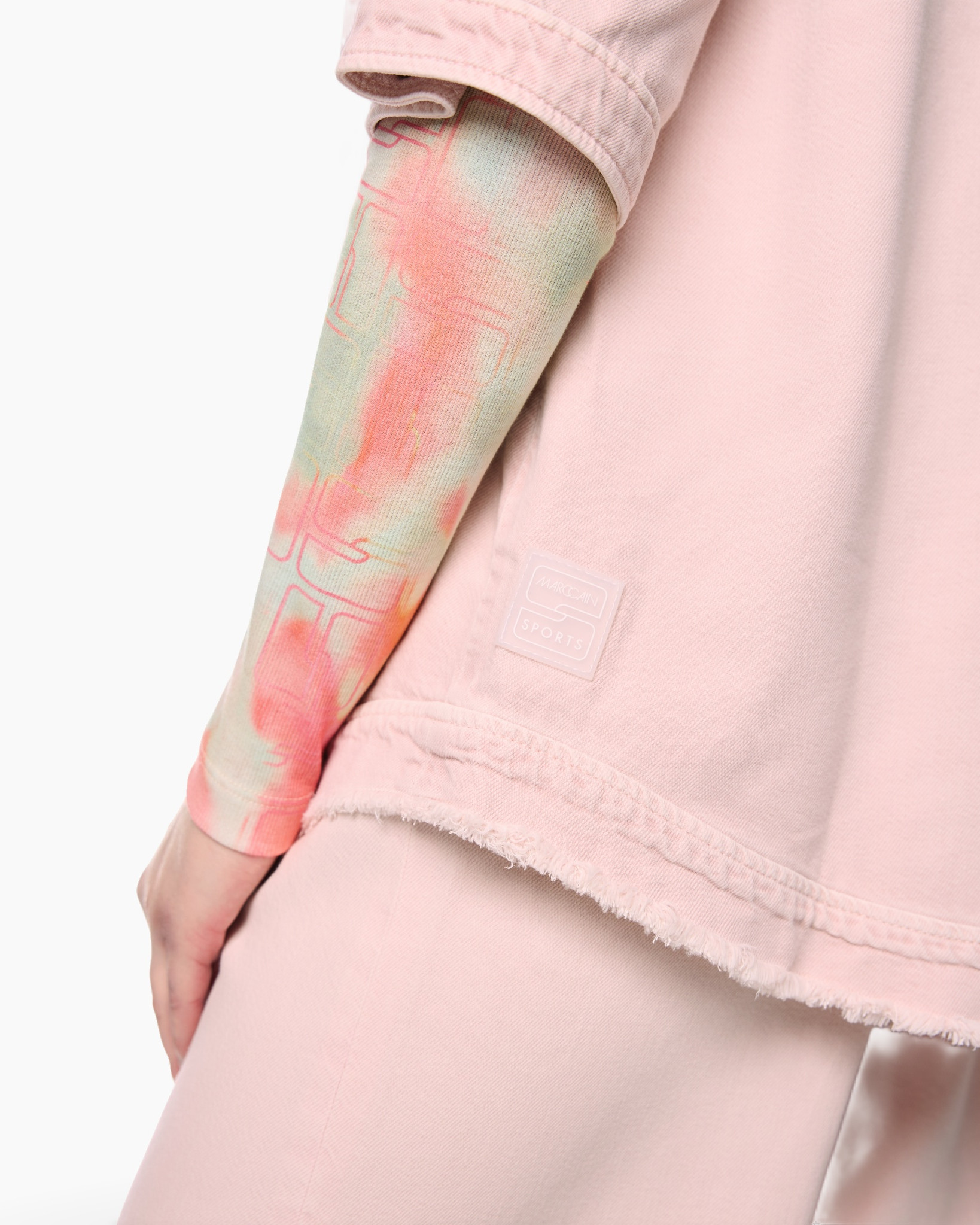 tie-dye, sleeve, pink, jacket, frayed hem